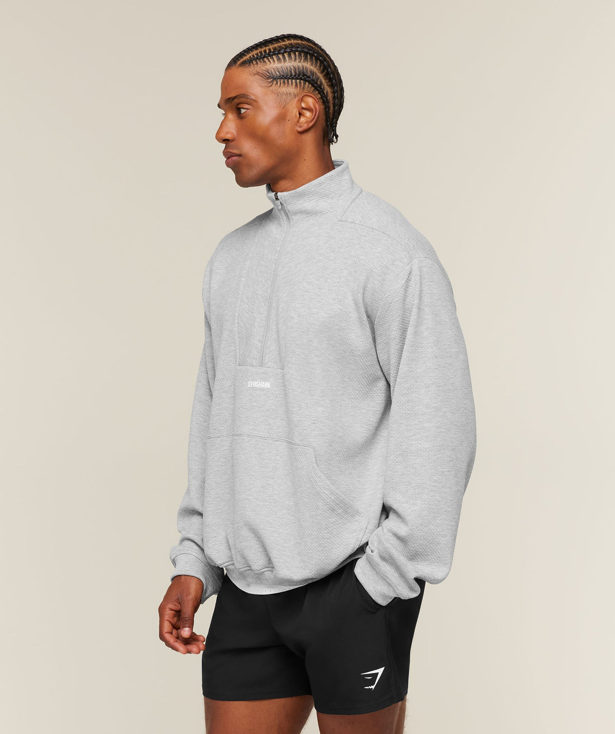Gymshark Train 1/4 Zip 'Light Grey Core Marl'