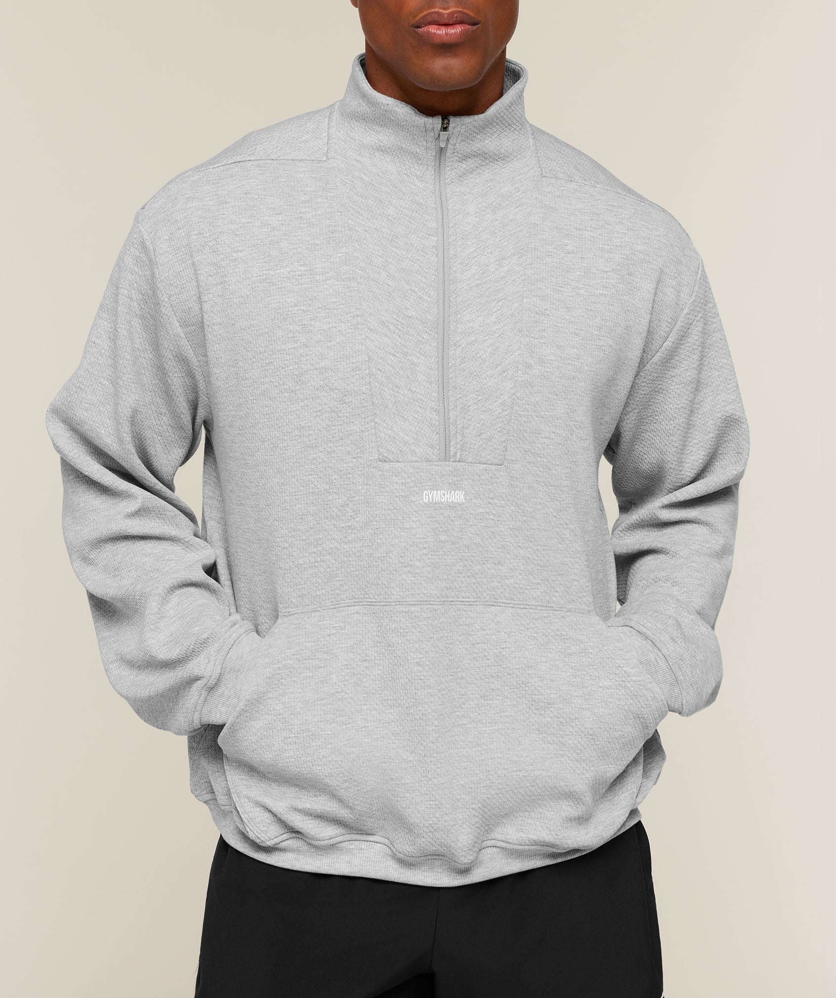 Gymshark Train 1/4 Zip 'Light Grey Core Marl'