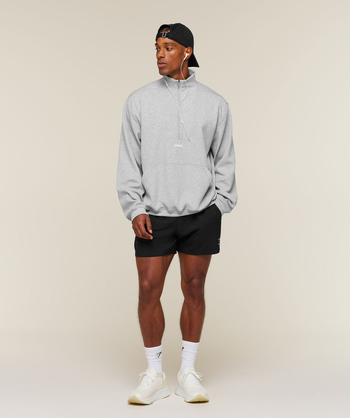 Gymshark Train 1/4 Zip 'Light Grey Core Marl'