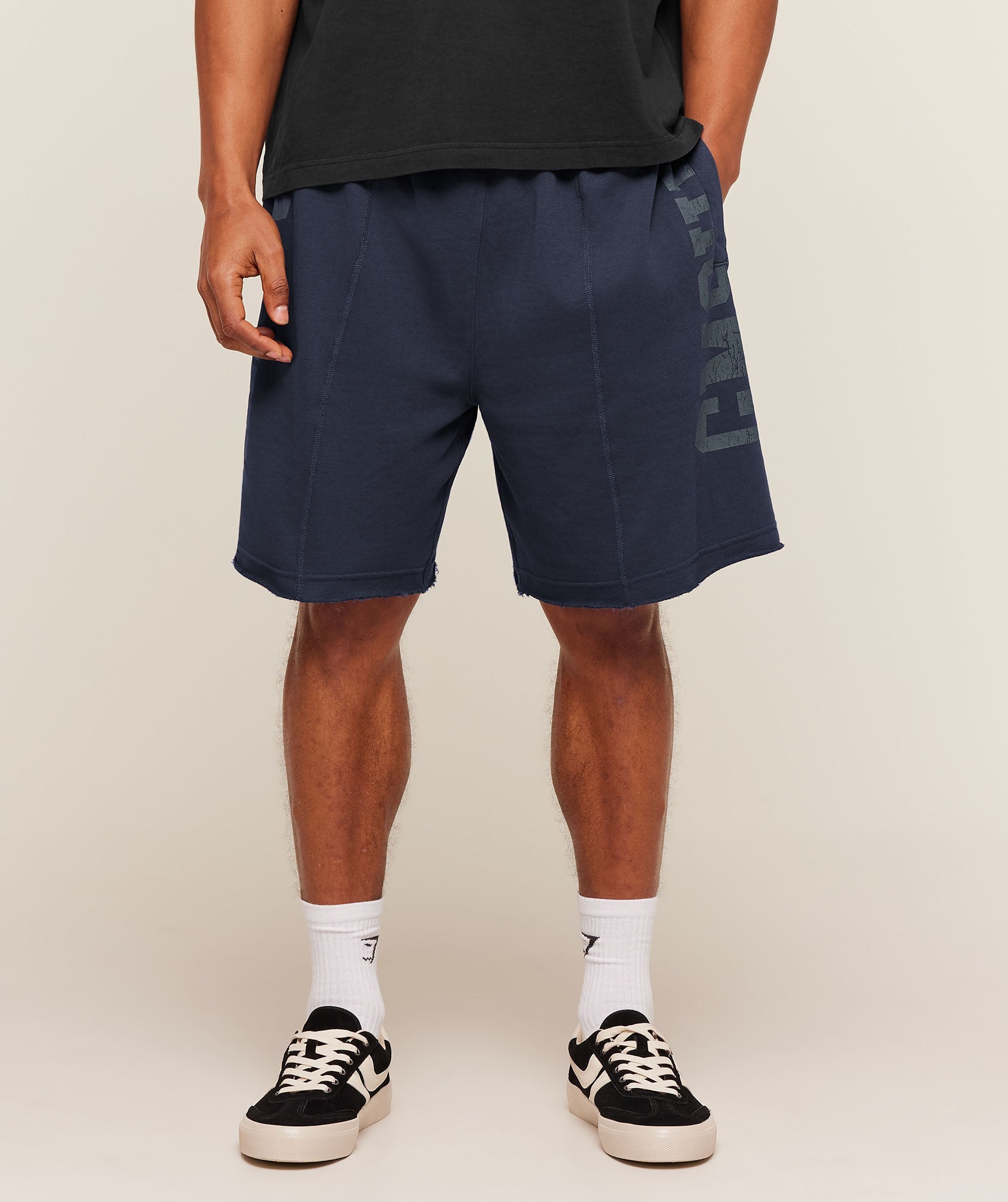 Gymshark Accent Graphic Sweat Shorts 'Heavy Blue'