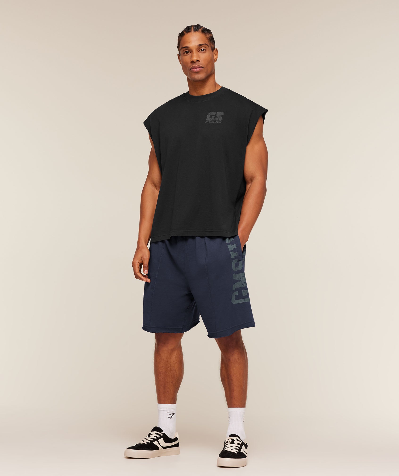 Gymshark Accent Graphic Sweat Shorts 'Heavy Blue'