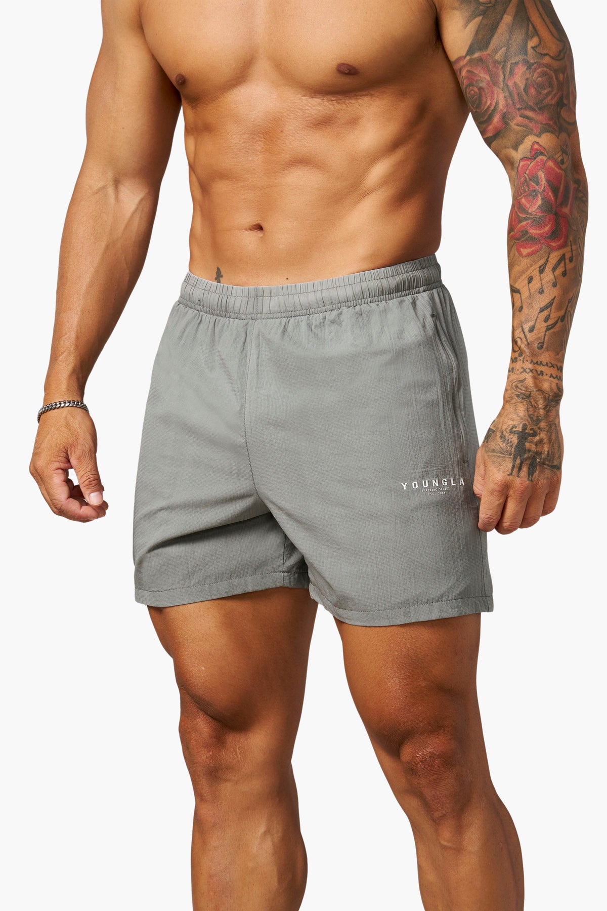 YoungLA 1072 - Training Series Washed Shorts 'Grey'