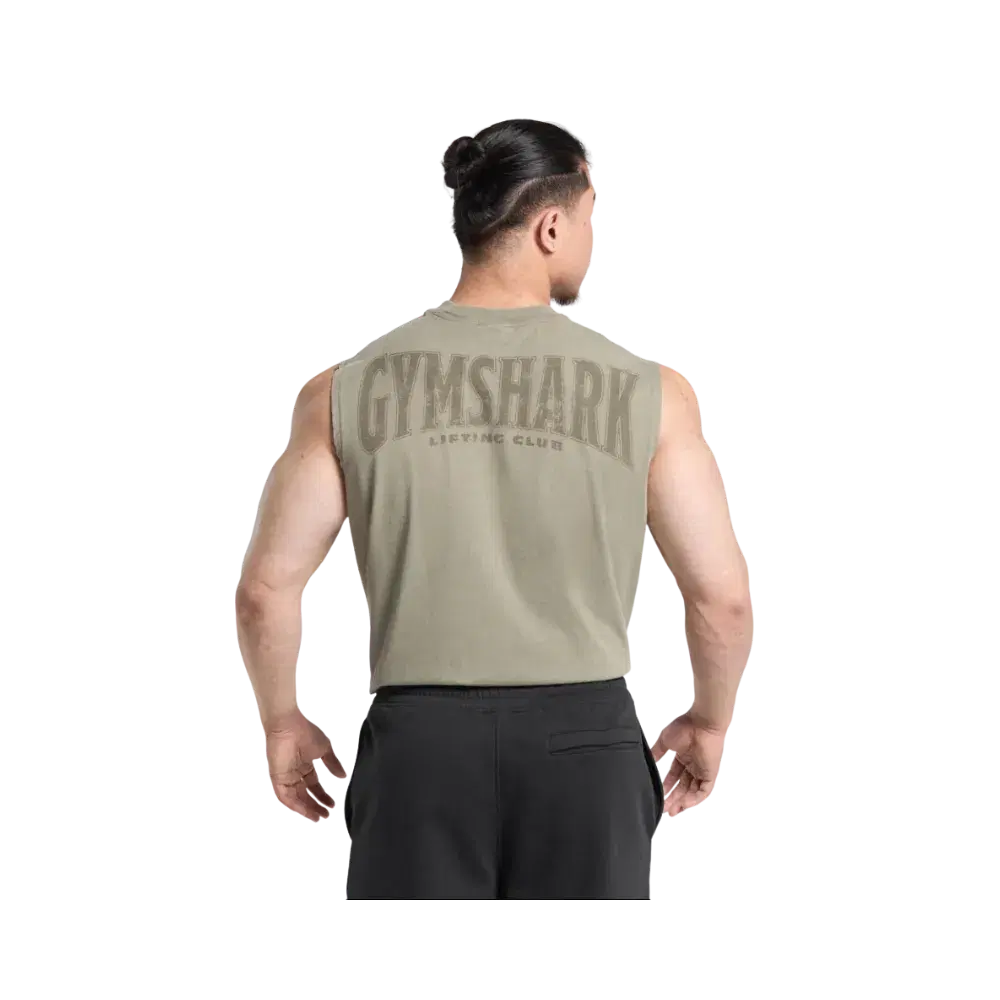 Gymshark Heritage Washed Cut Off Tank - Utility Green/Acid Wash Small Ball