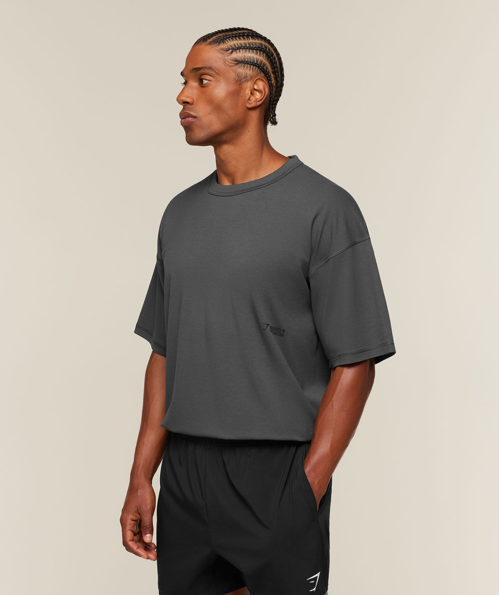 Gymshark Hybrid T-Shirt 'Onyx Grey'