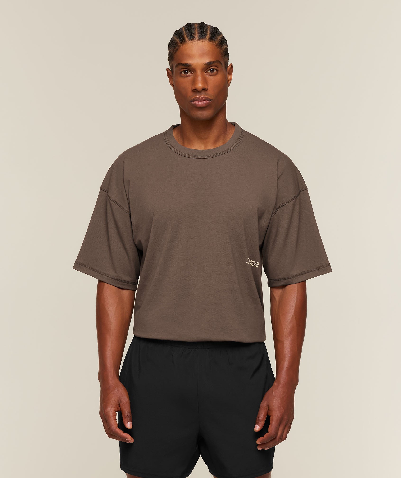 Gymshark Hybrid T-Shirt 'Soft Brown'