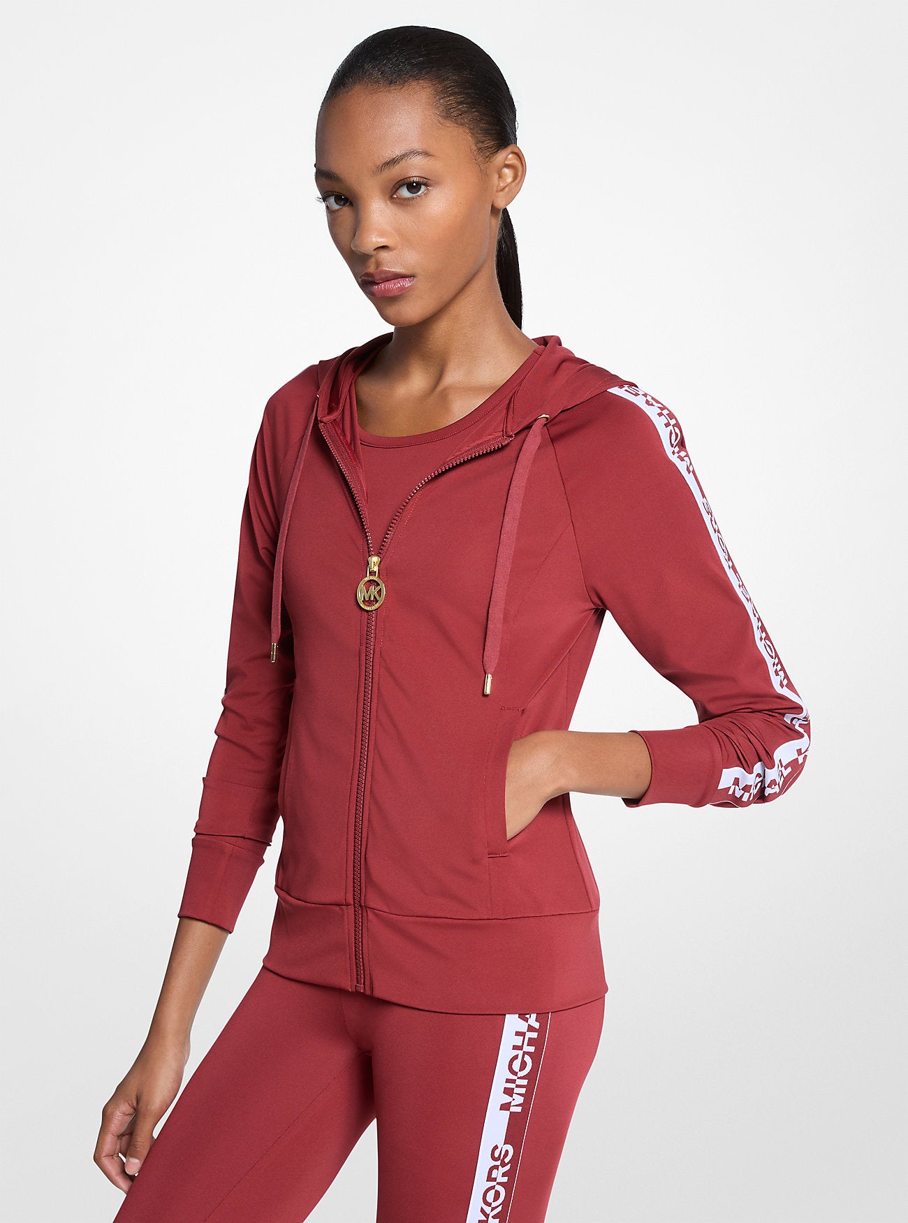 Logo Tape Zip-Up Hoodie