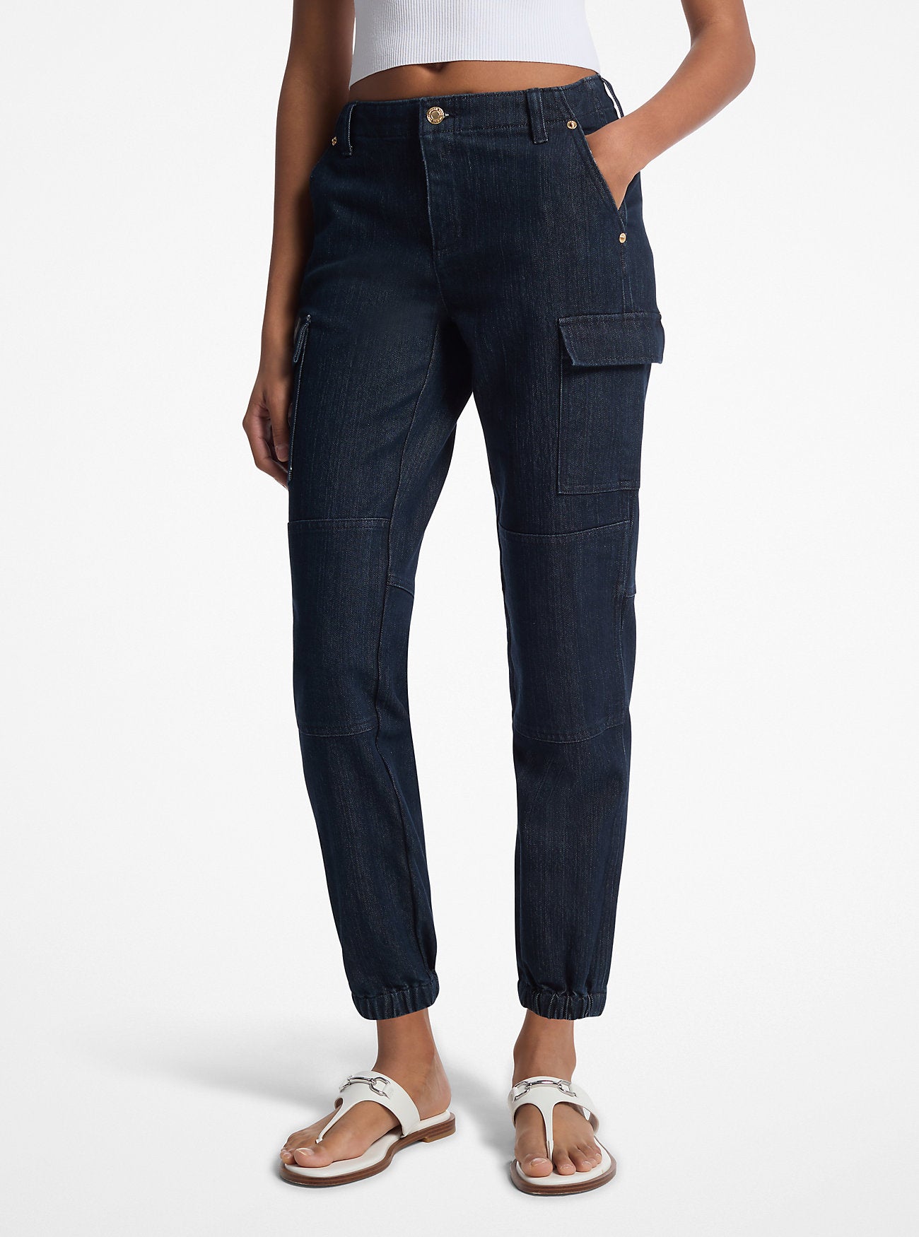 Washed Stretch Denim Cargo Jeans RINSE