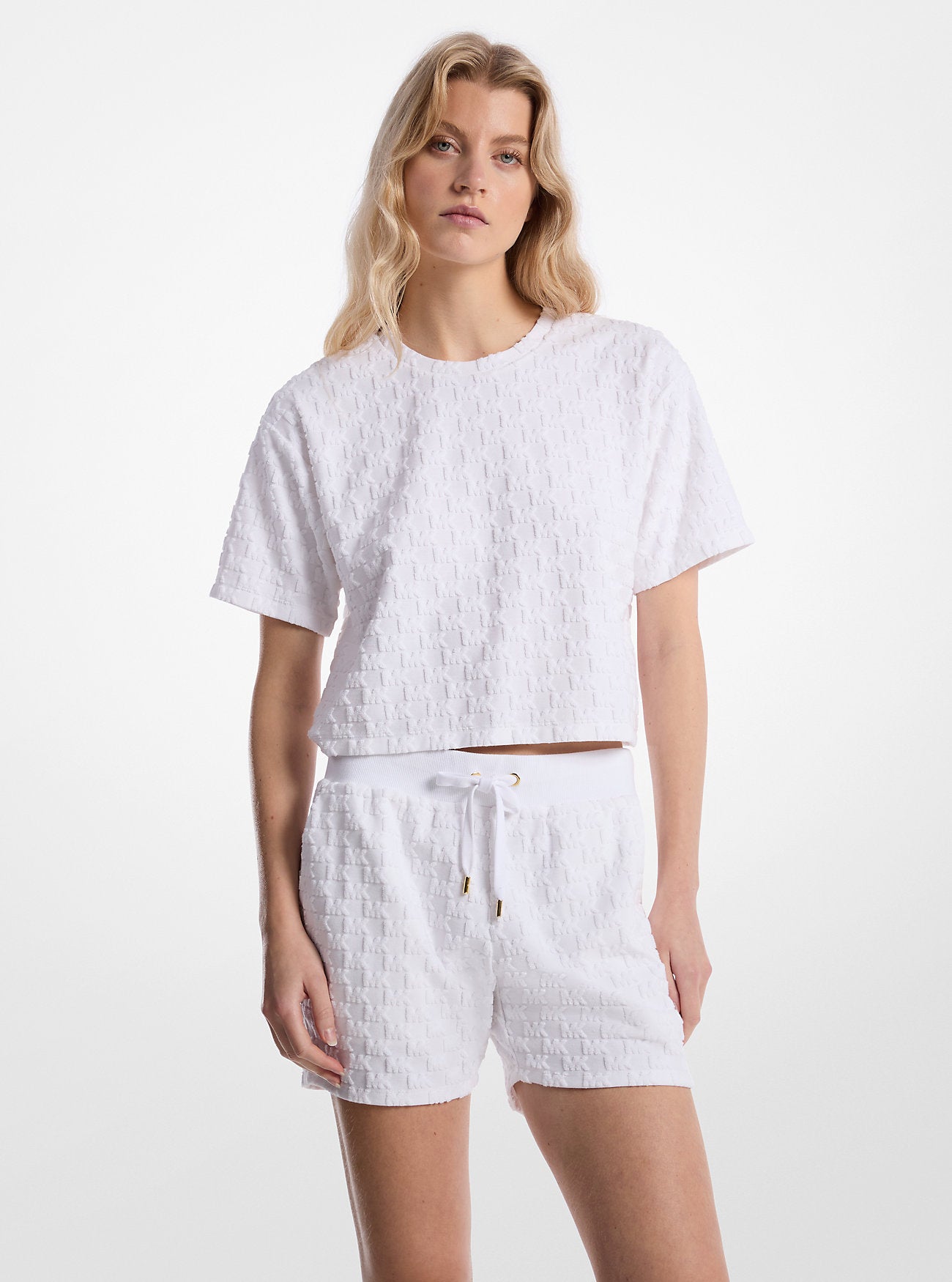 Oversized Logo Jacquard Terry Shirt WHITE