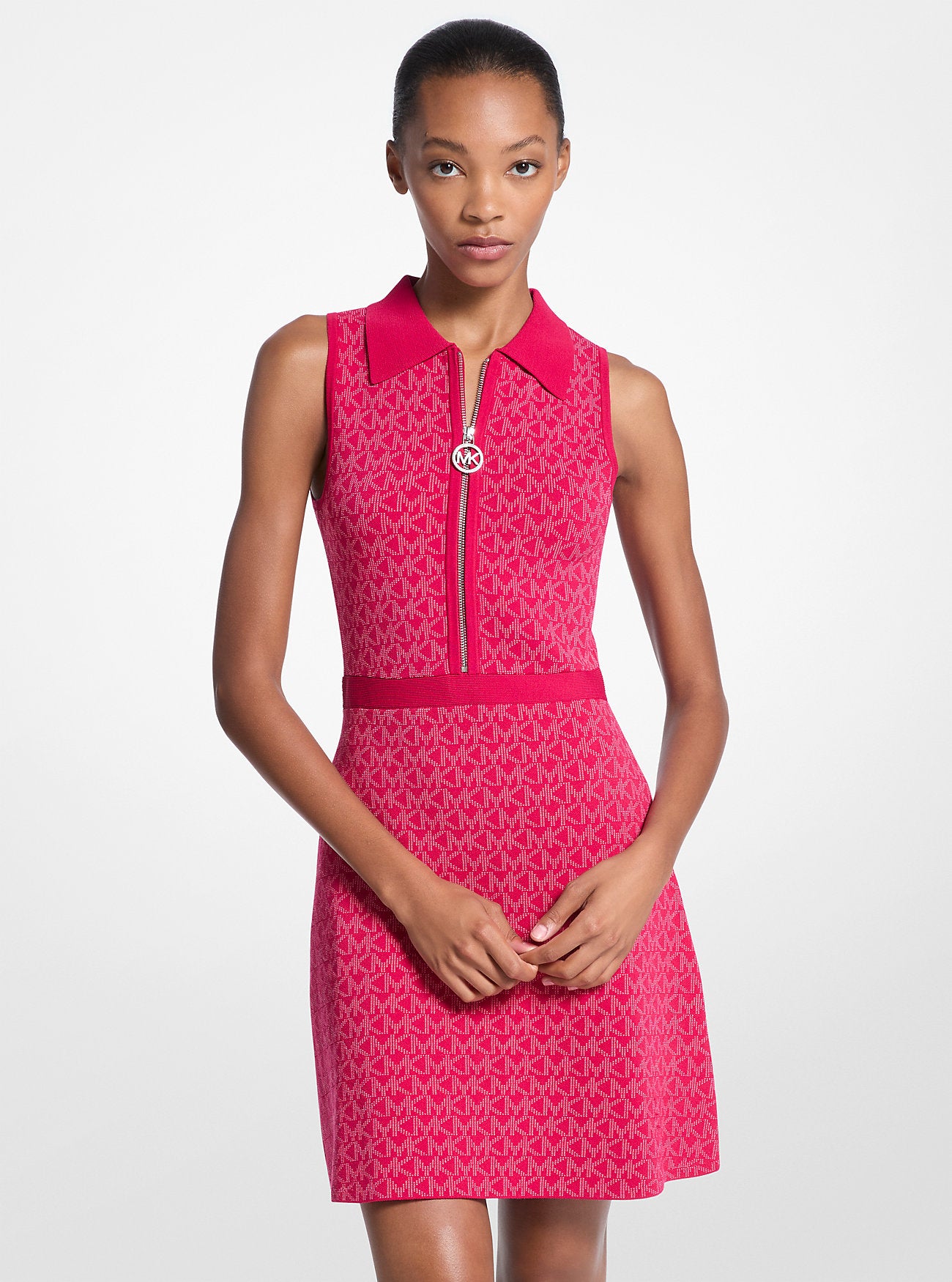 Logo Jacquard Zip-Up Dress