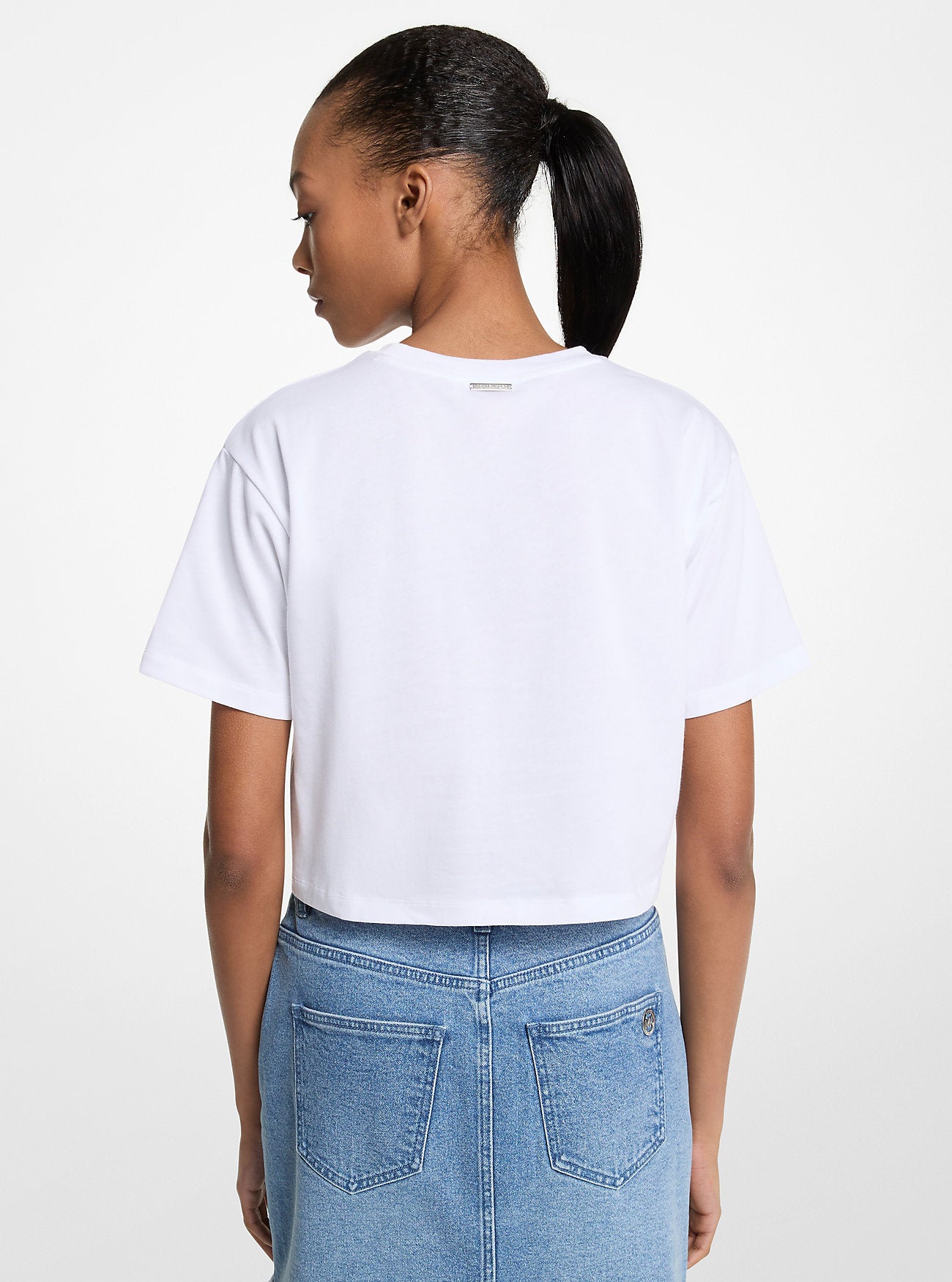 Sequined Graphic Cotton T-Shirt WHITE