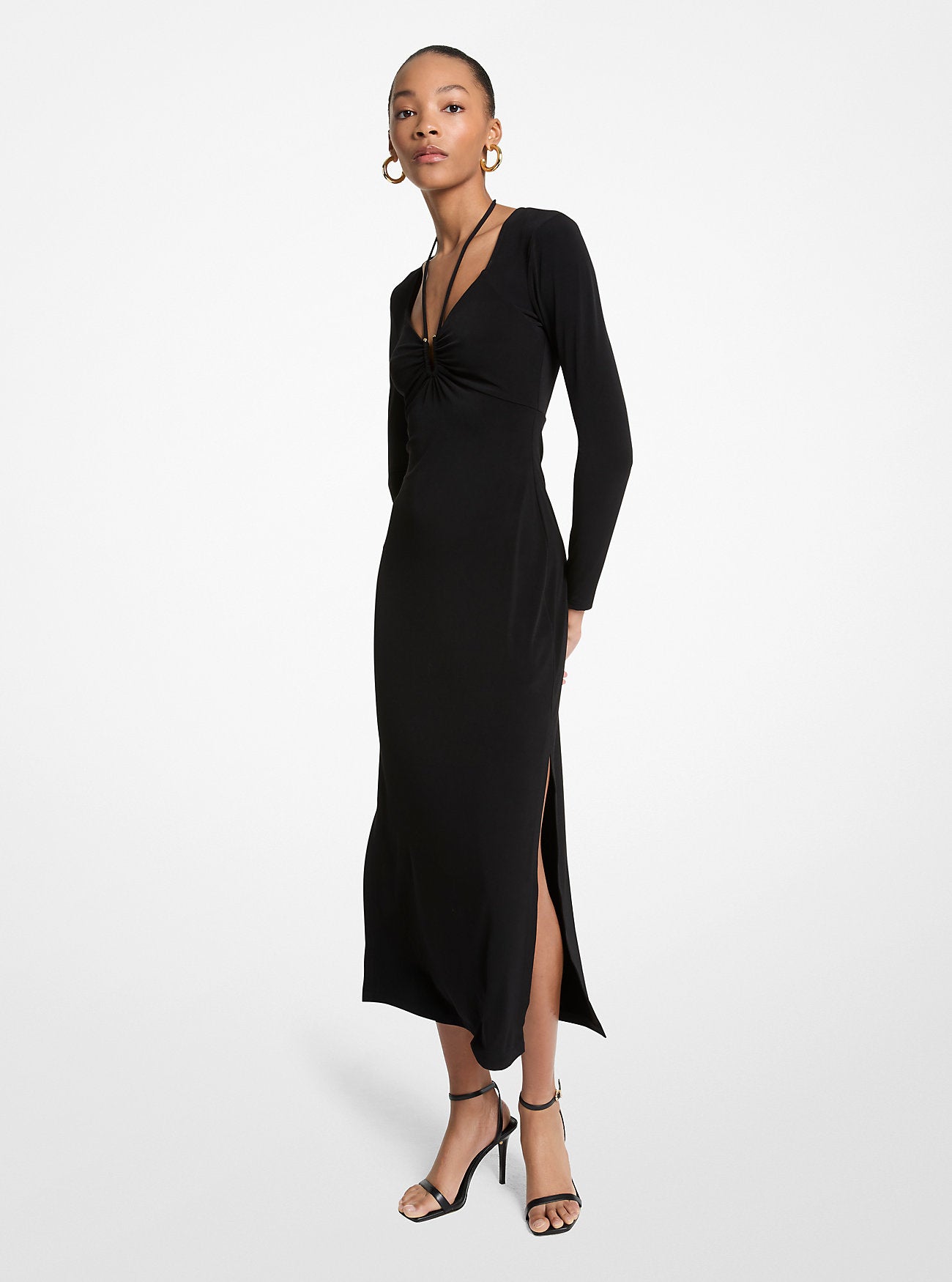 Stretch Matte Jersey Midi Dress BLACK