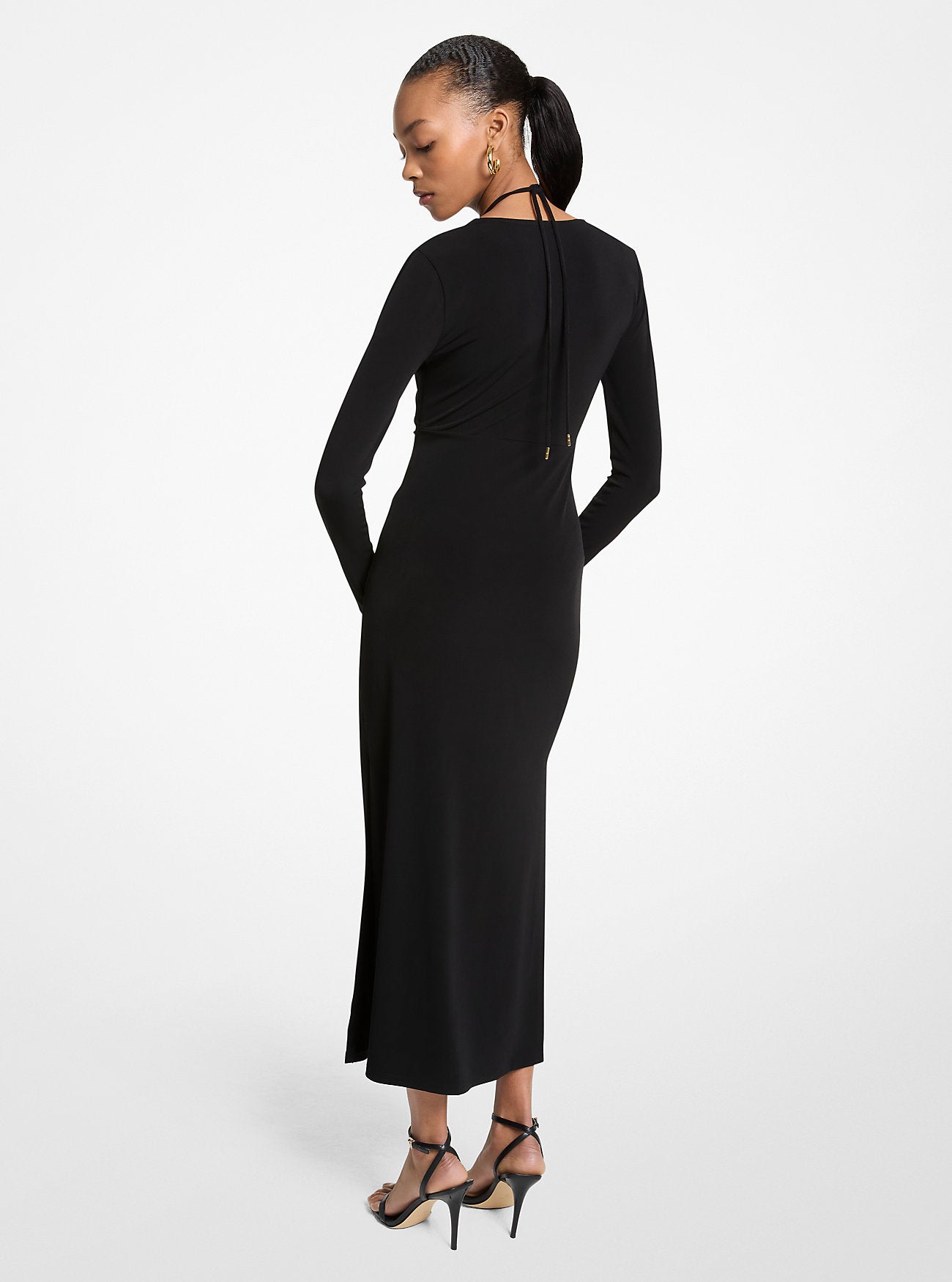 Stretch Matte Jersey Midi Dress BLACK