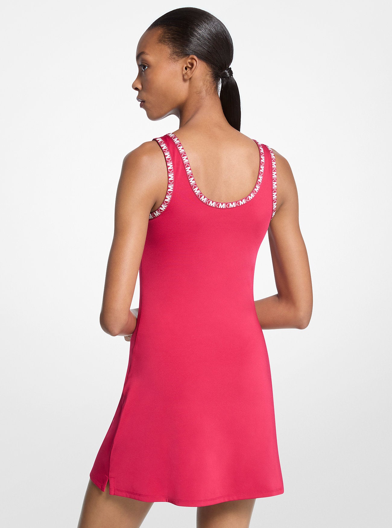 Logo Trim Stretch Knit Dress DARKRASPBERRY