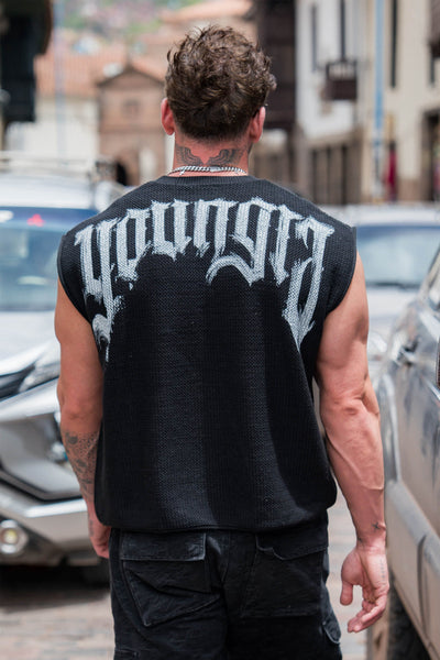 Young La 3012 - Drop Shoulder Knit Cut-Off 'Black'