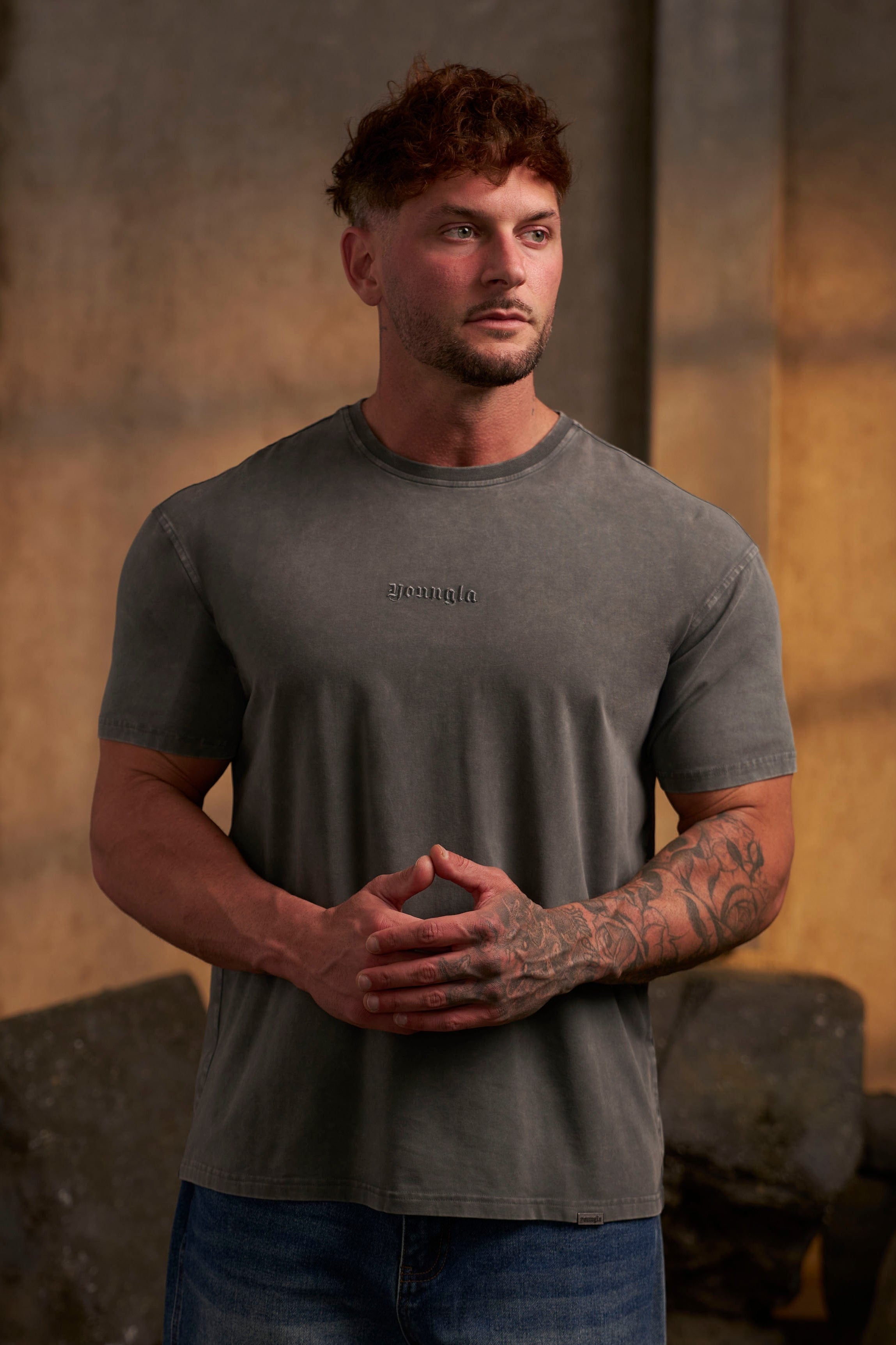 YoungLA 4192 - Washed Tailored Tees 'Dark Grey Wash'