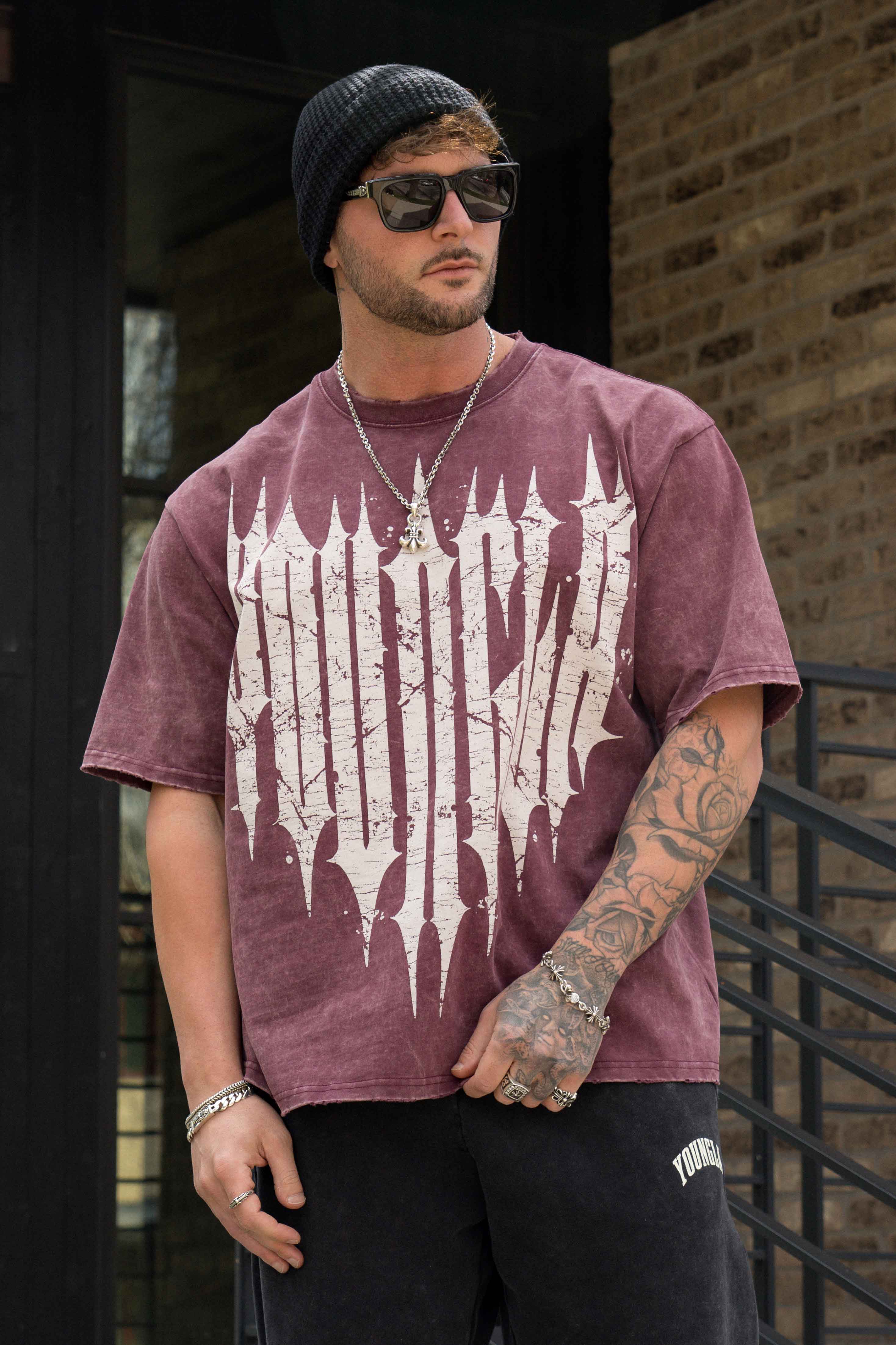 YoungLA 4156 - Revenge Tees 'Burgundy Wash'