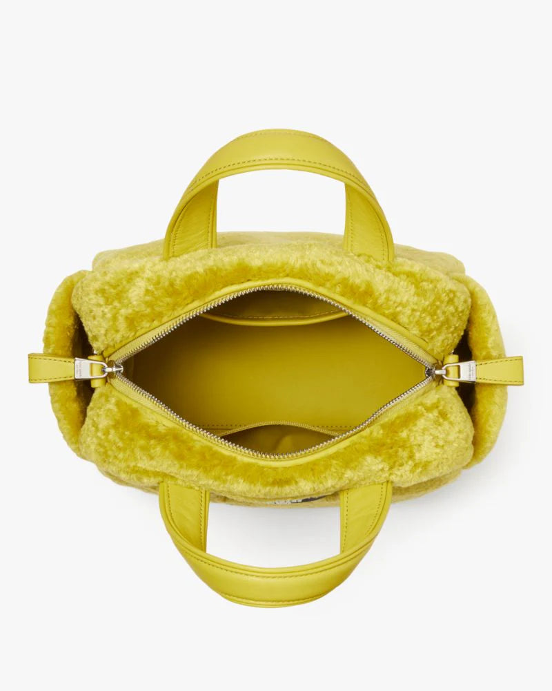KateSpade Apres Chic Faux Shearling Satchel Citron Sapphire