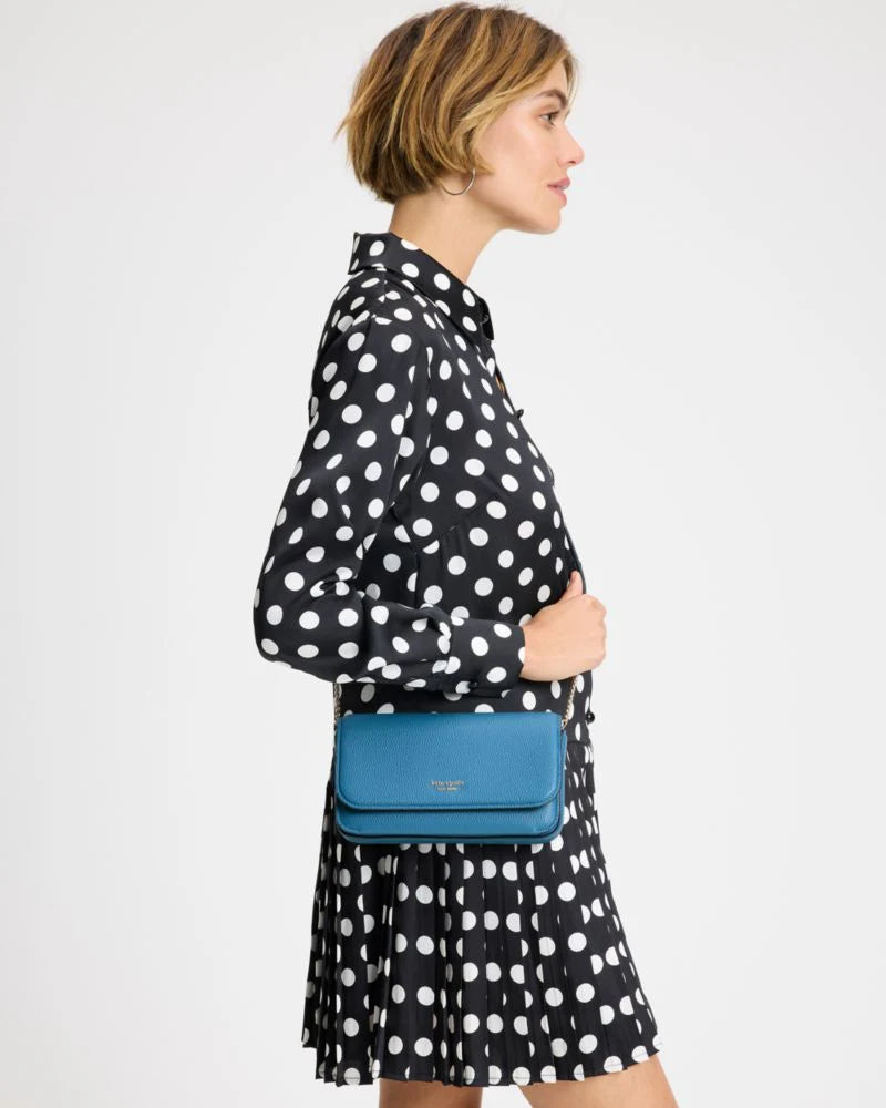 KateSpade Ava Flap Chain Wallet Back To School Blues