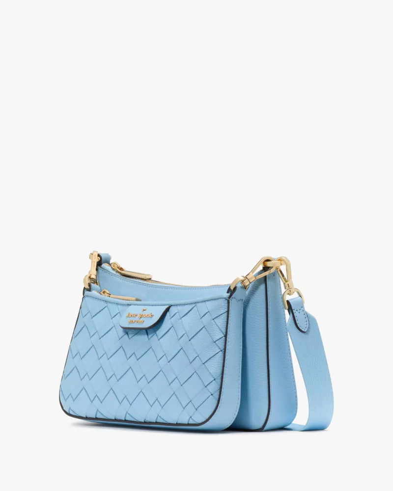 Kate Spade Duet Woven Leather Crossbody 'Montauk Blue'