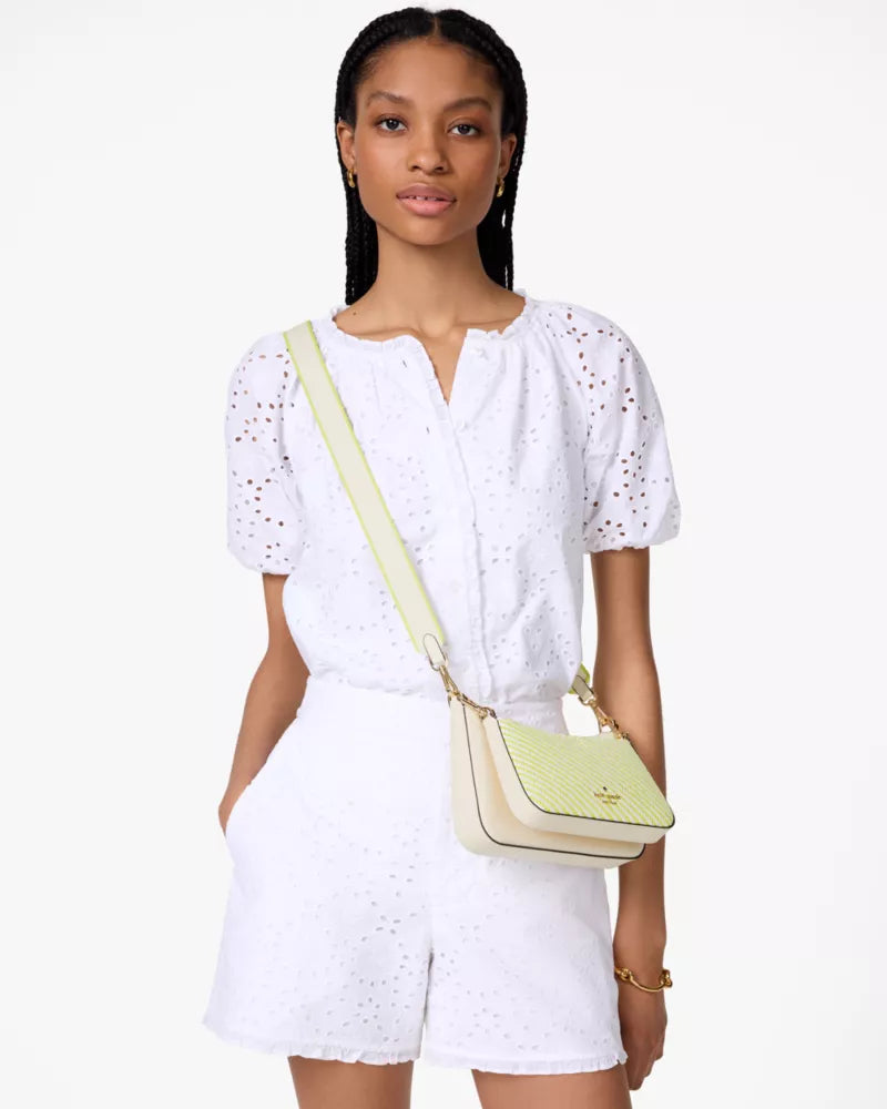 Kate Spade Duet Straw Crossbody 'Lime Slushy Multi'