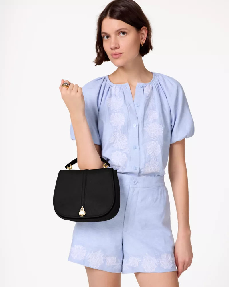 Kate Spade Kayla Pebbled Leather Saddle Bag 'Black'