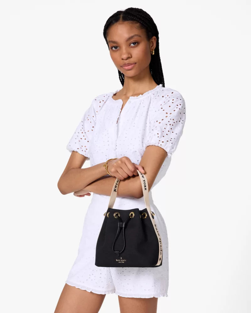 Kate Spade Kip Canvas Bucket Bag Black