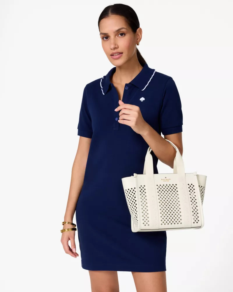 Kate Spade Kip Perforated Leather Large Tote Meringue