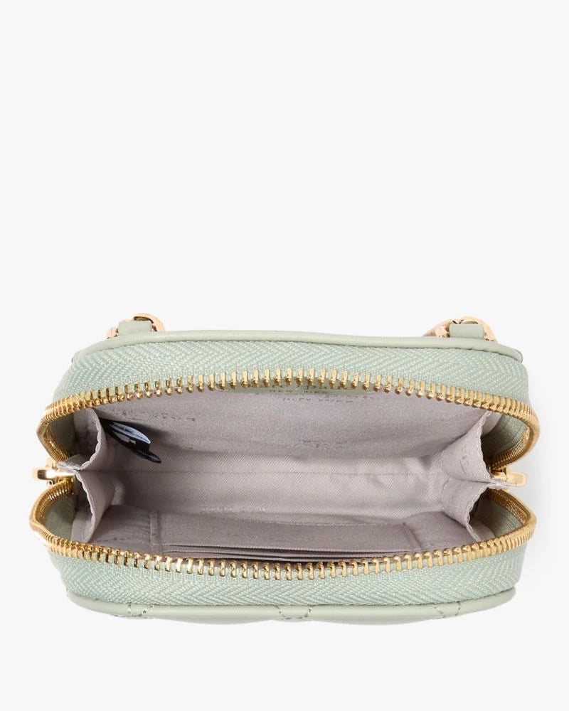 KateSpade Carey Quilted Studded Phone Chain Crossbody Sage Bundle