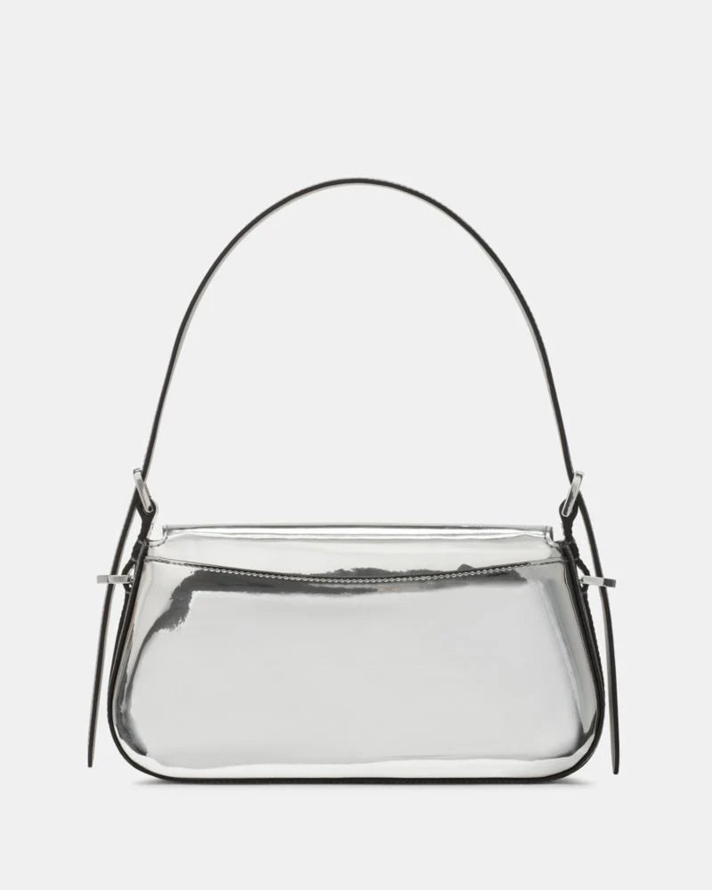 KateSpade Bridget Mirror Metallic Small Flap Shoulder Silver