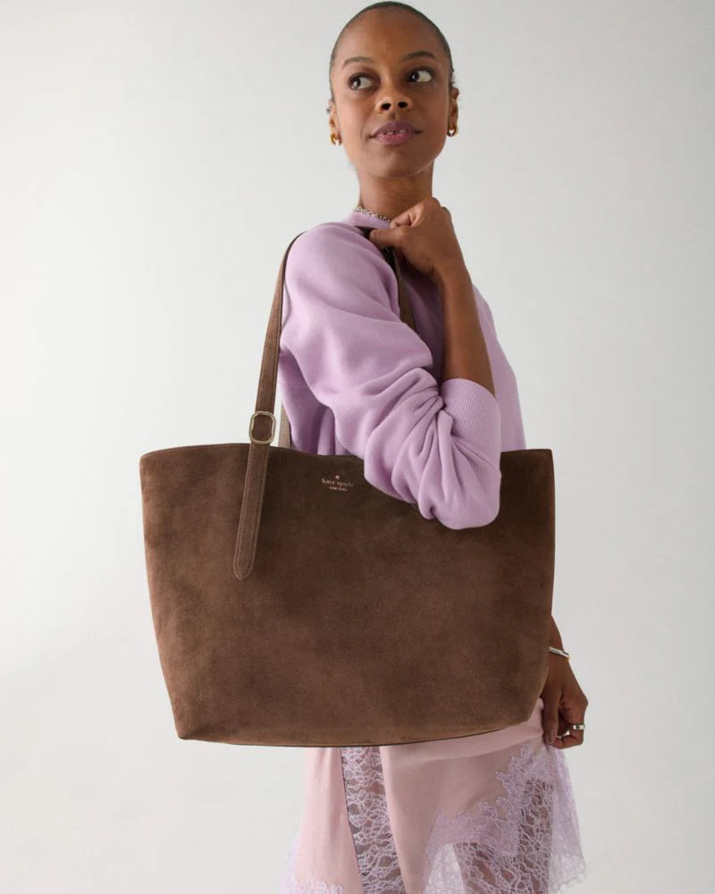 KateSpade 454 Suede Large Tote Hot Fudge