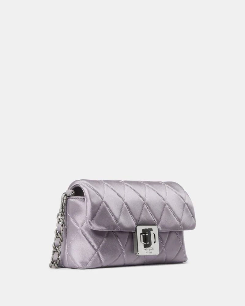 KateSpade Carey Quilted Satin Mini Crossbody Gravel Grey