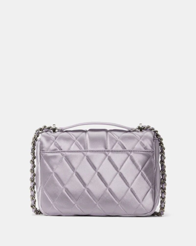 KateSpade Carey Quilted Satin Small Flap Crossbody Gravel Grey