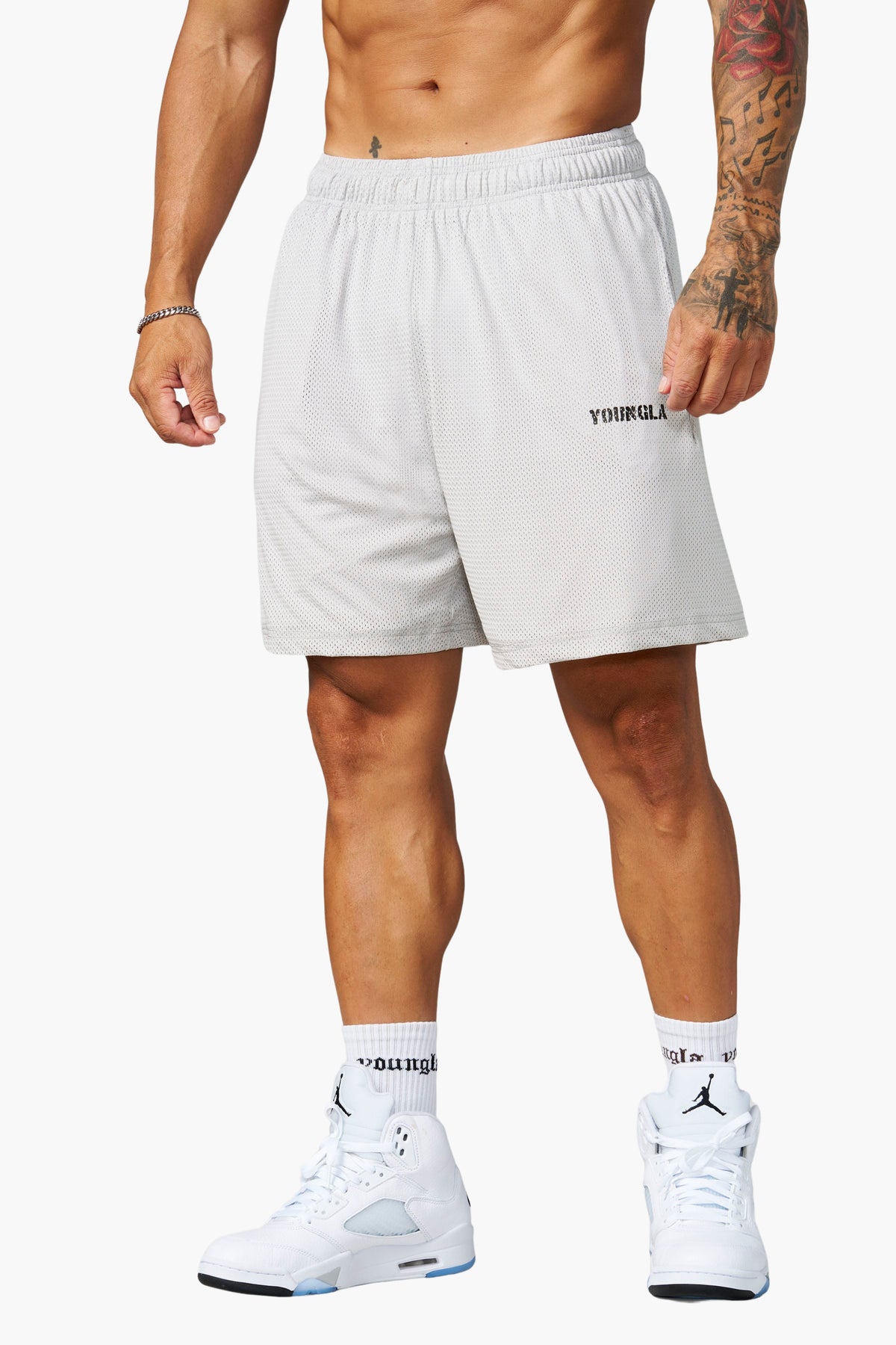 YoungLA 1103 - Aeromesh 7" Shorts 'Light Grey'