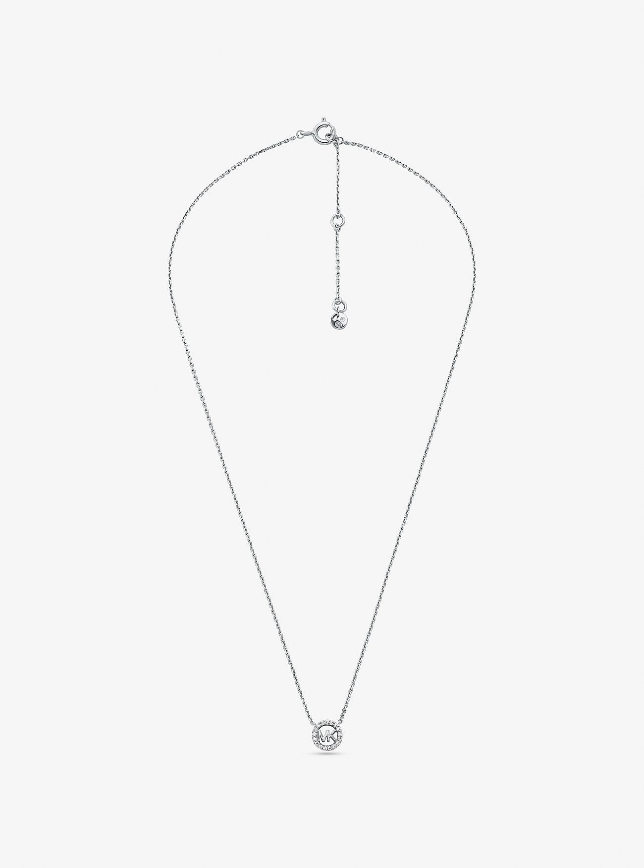 Fulton Precious-Metal Plated Sterling Silver Pavé Logo Charm Necklace