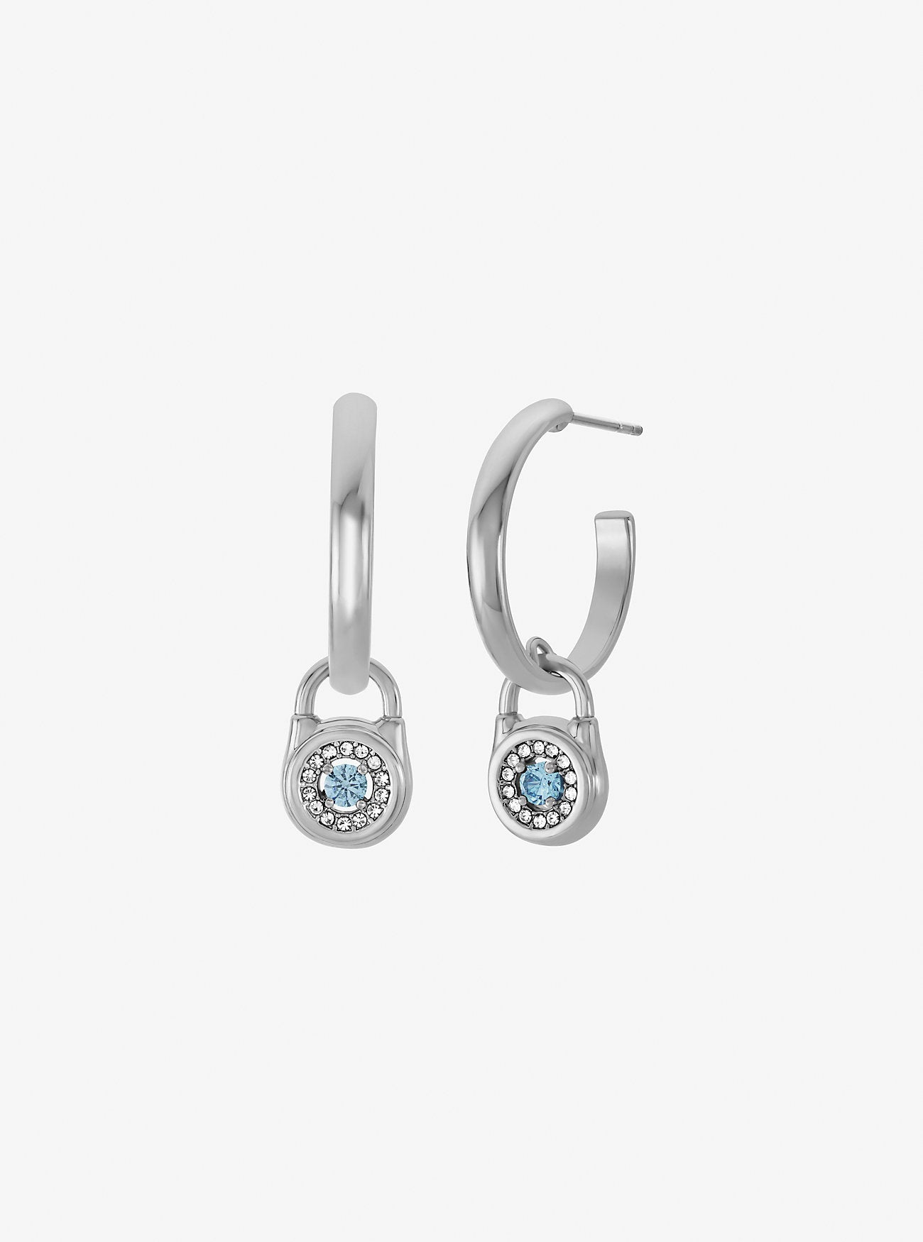 Pavé Lock Hoop Earrings SILVER