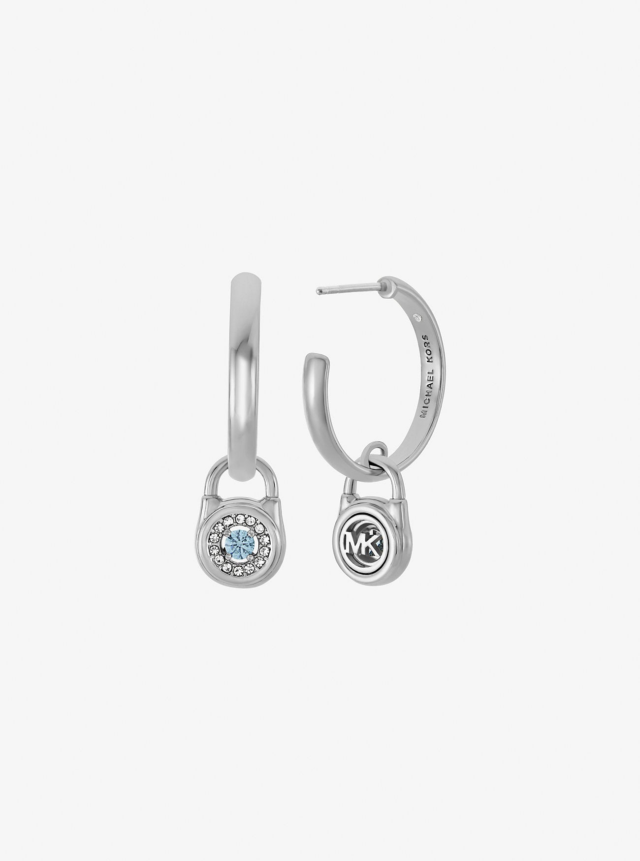 Pavé Lock Hoop Earrings SILVER
