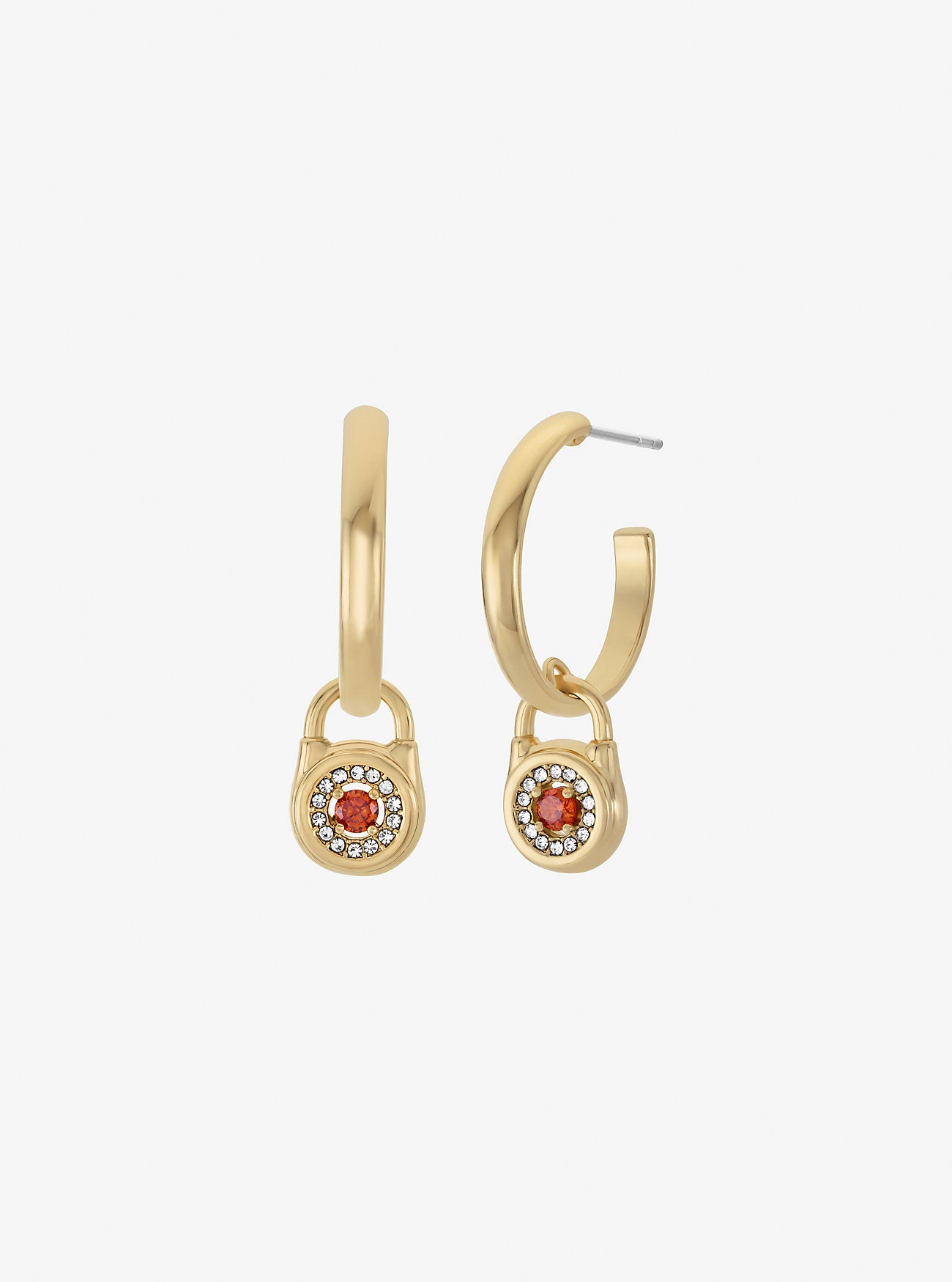 Pavé Lock Hoop Earrings GOLD