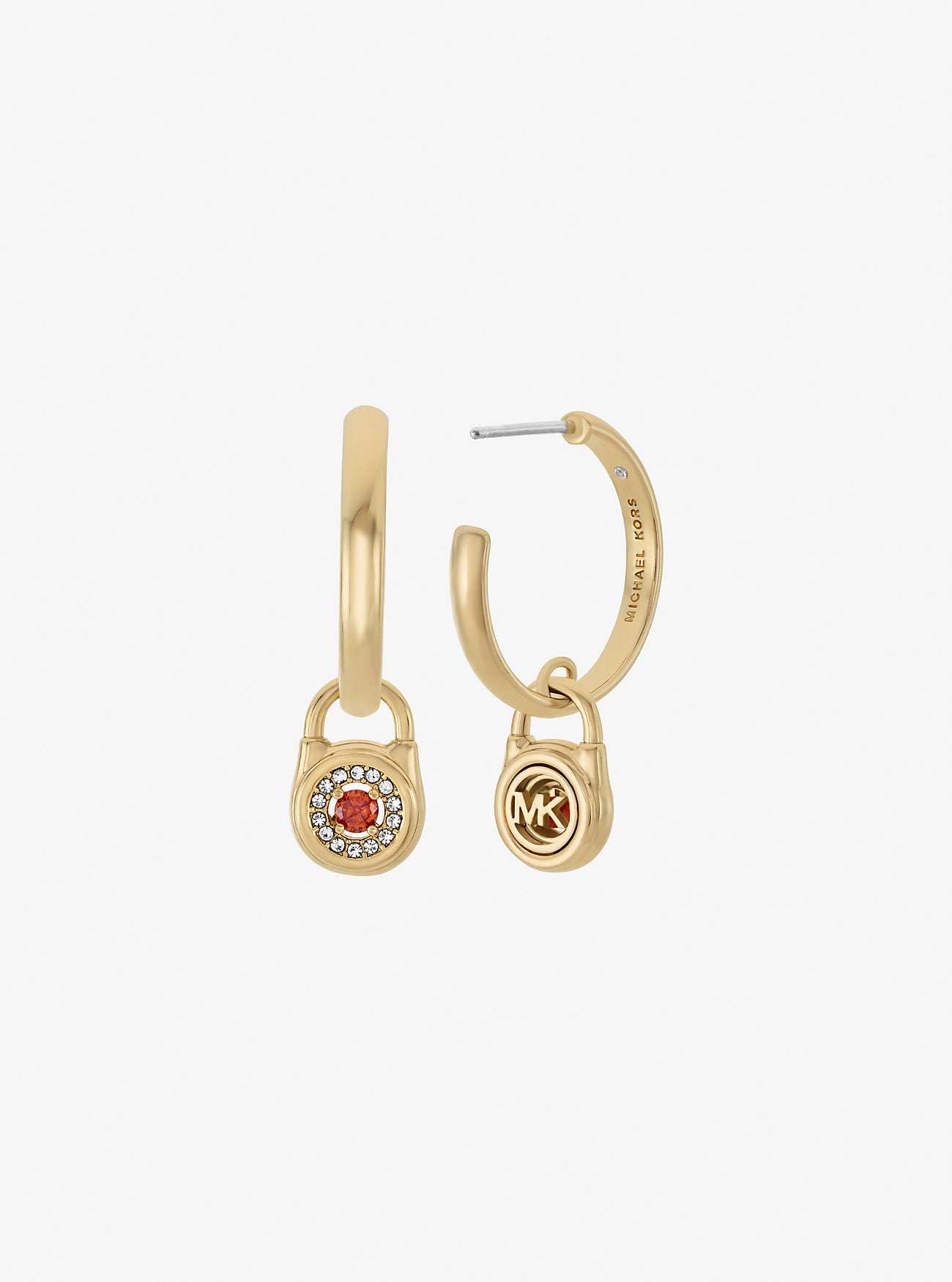 Pavé Lock Hoop Earrings GOLD