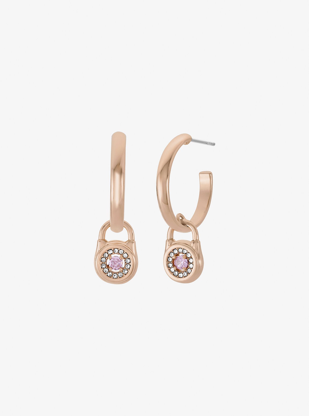 Pavé Lock Hoop Earrings ROSE GOLD