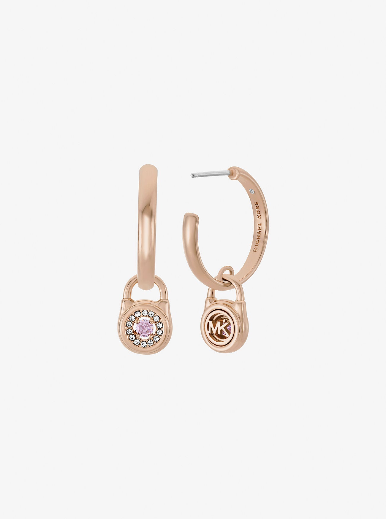 Pavé Lock Hoop Earrings ROSE GOLD