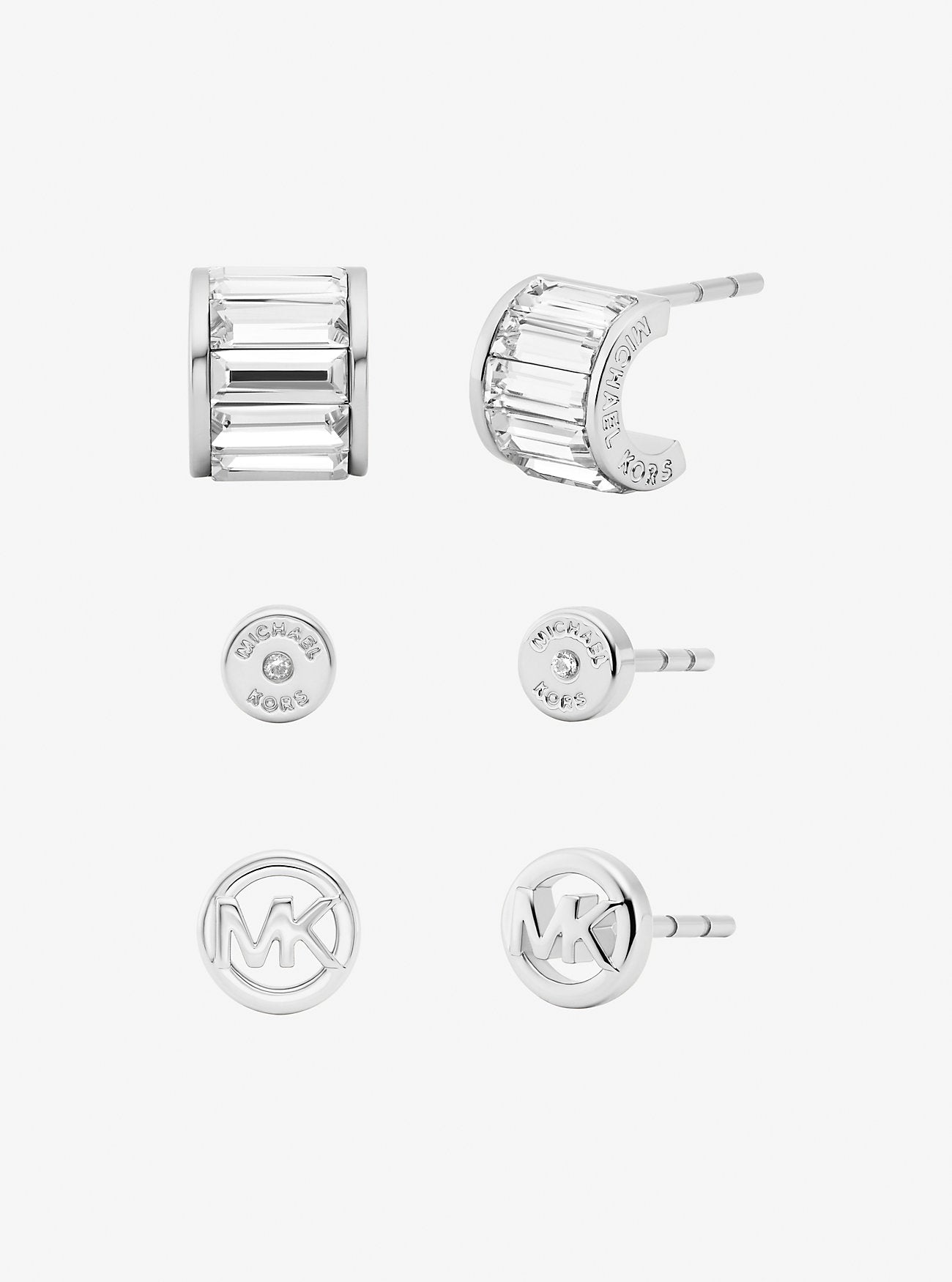 3-Piece Cubic Zirconia Stud Earrings Gift Set SILVER