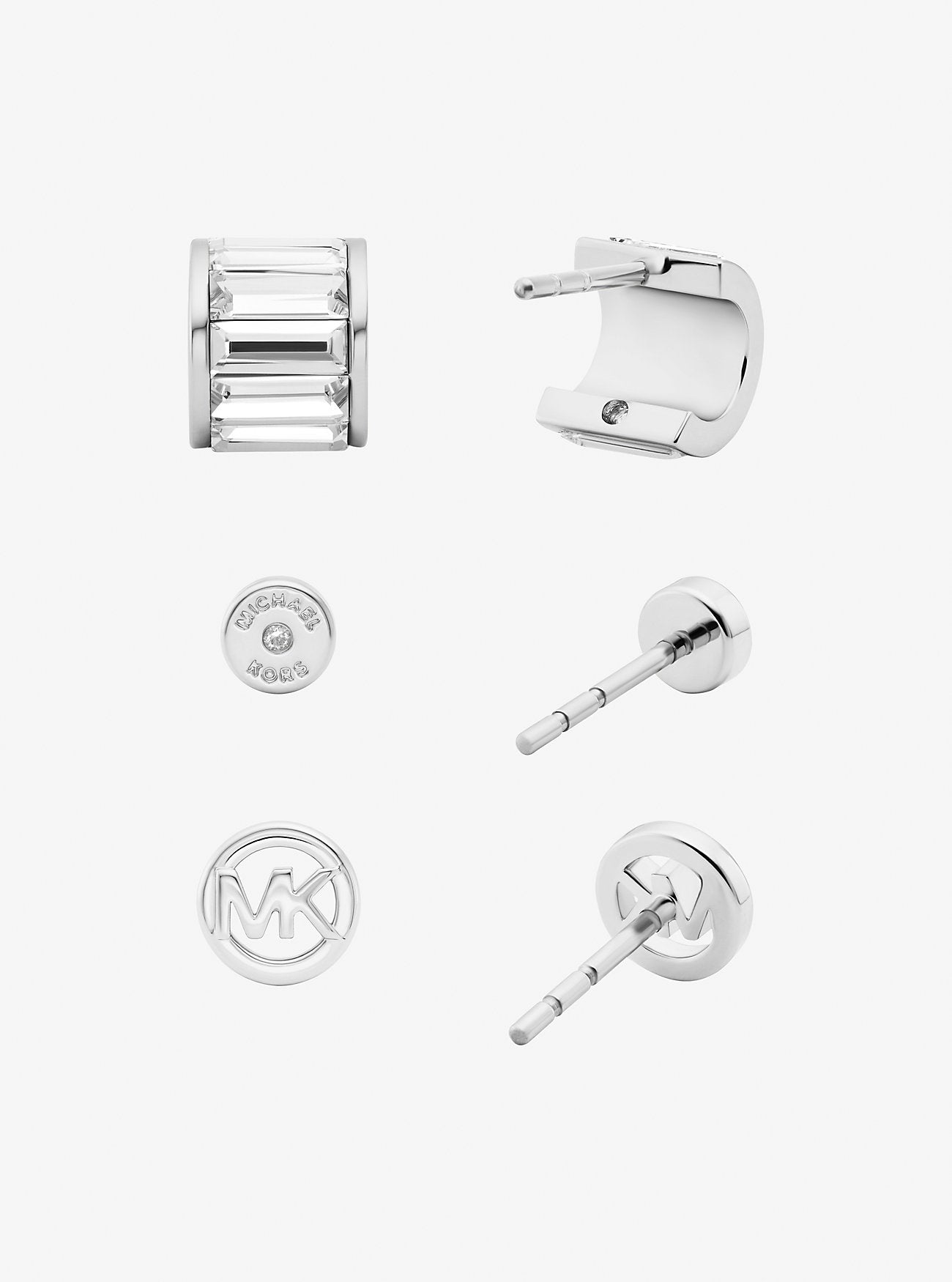 3-Piece Cubic Zirconia Stud Earrings Gift Set SILVER