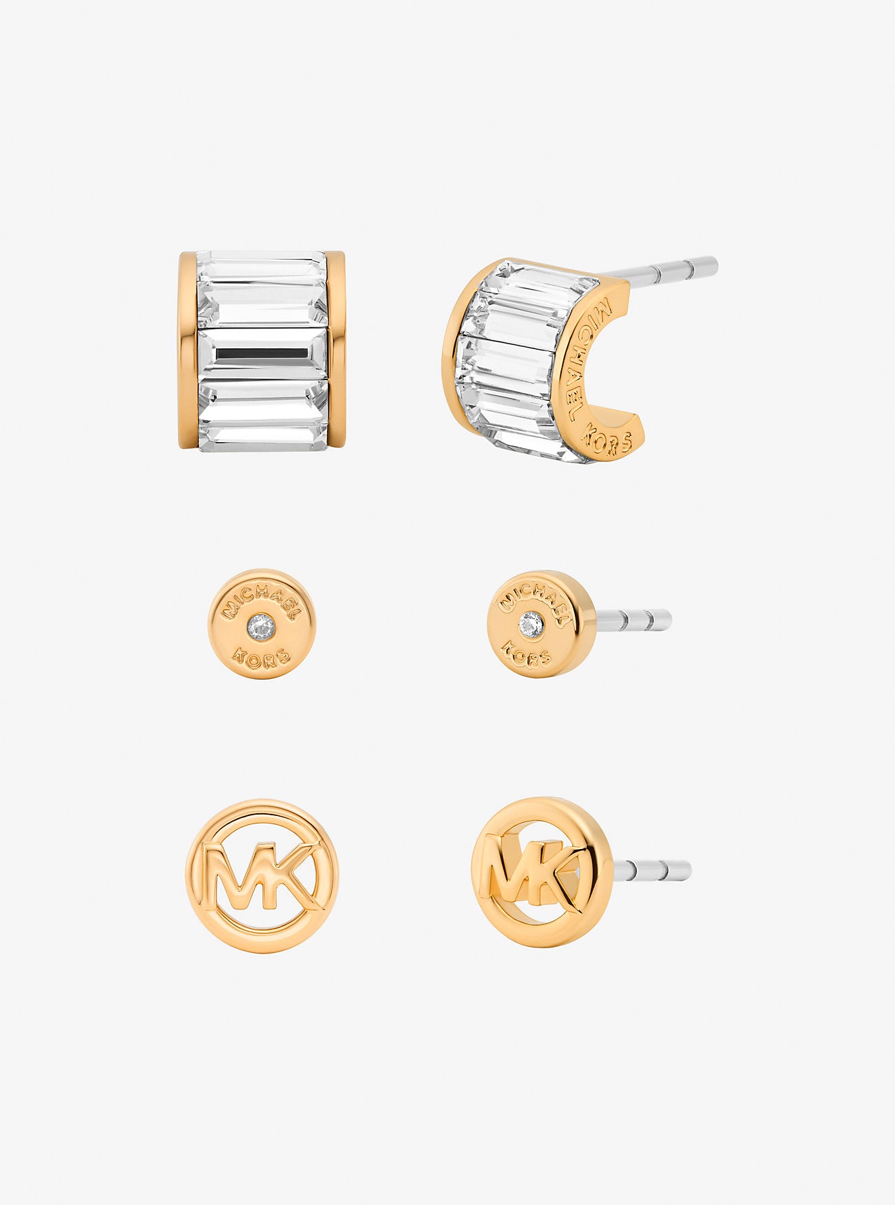 3-Piece Cubic Zirconia Stud Earrings Gift Set GOLD