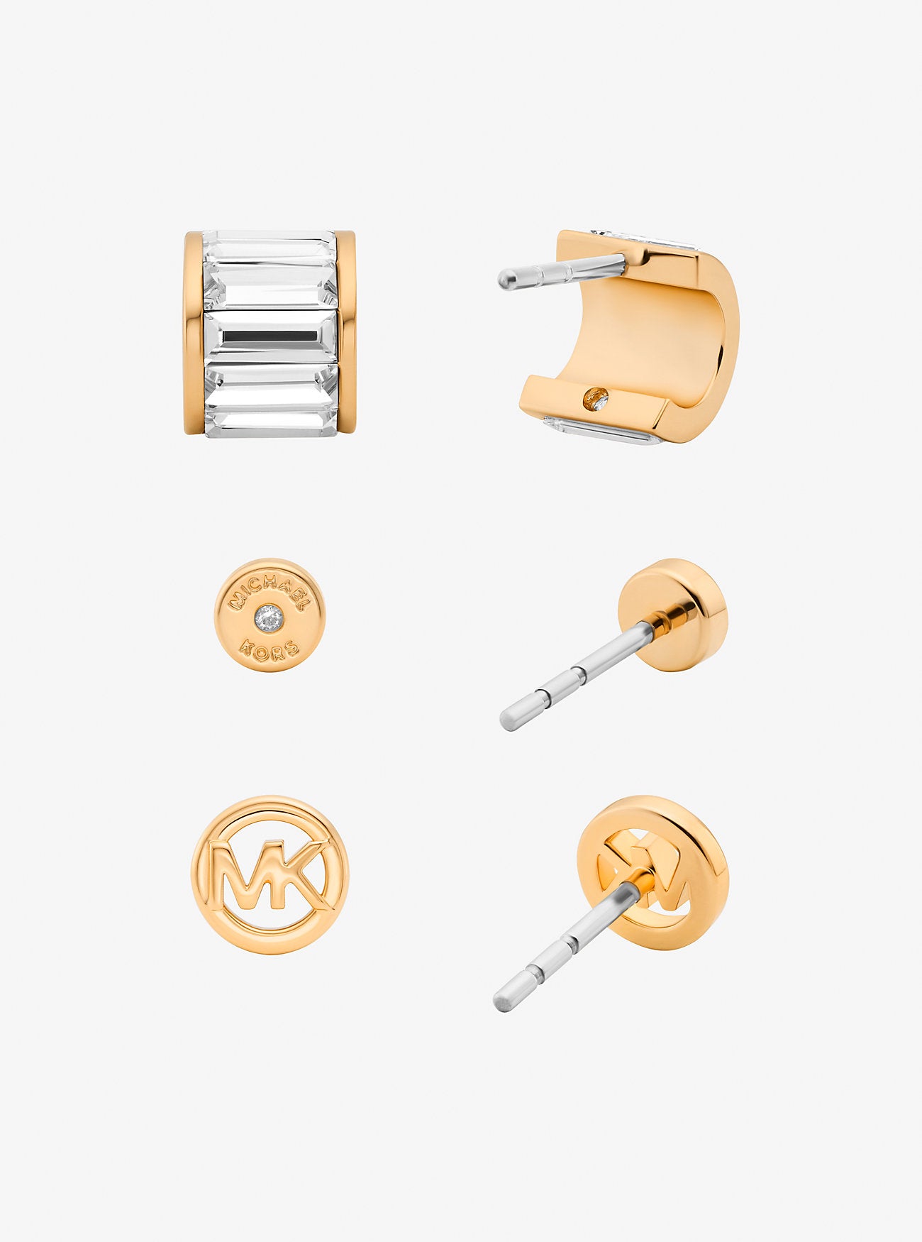 3-Piece Cubic Zirconia Stud Earrings Gift Set GOLD