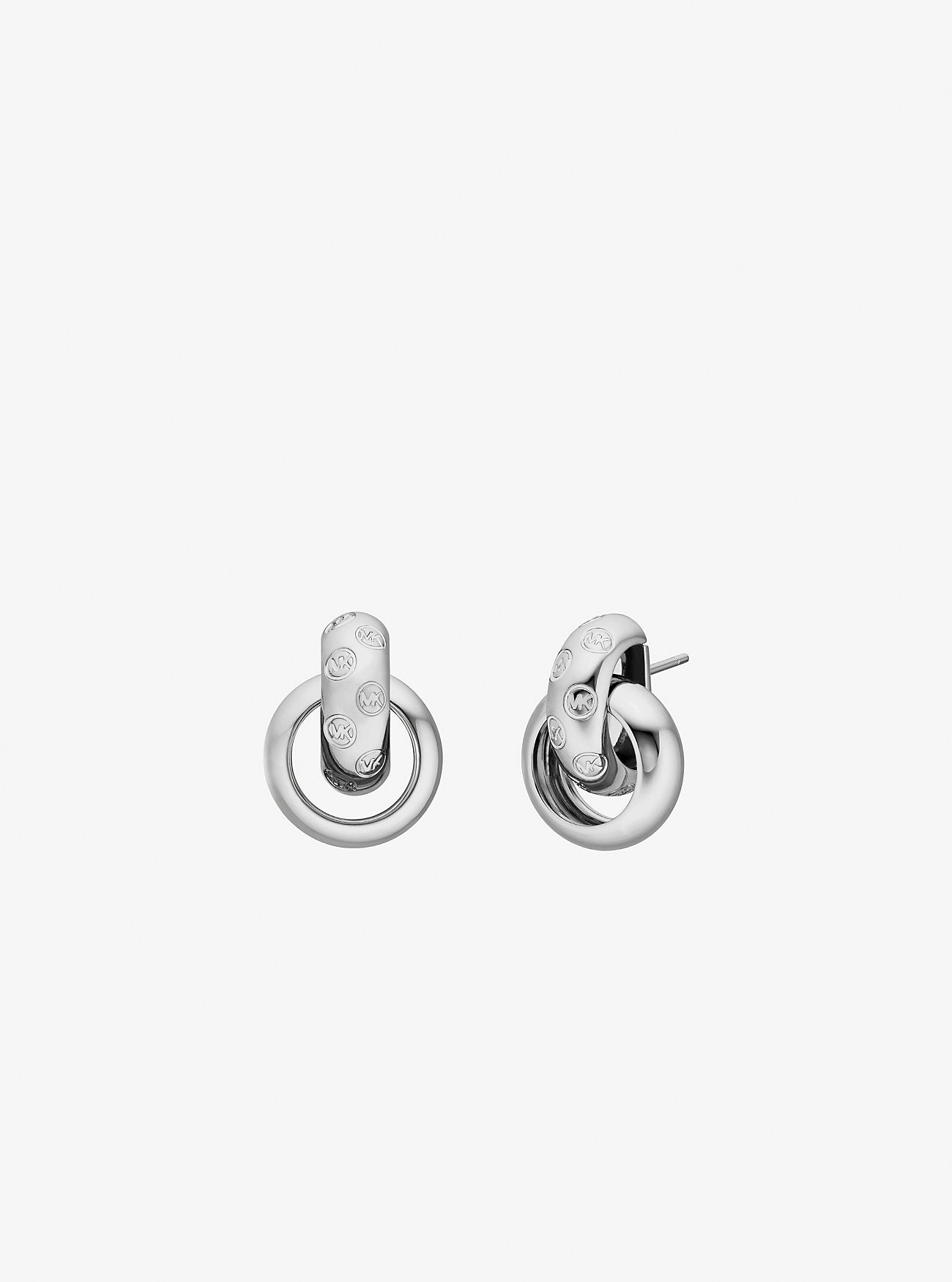 Logo Engraved Chunky Stud Earrings SILVER