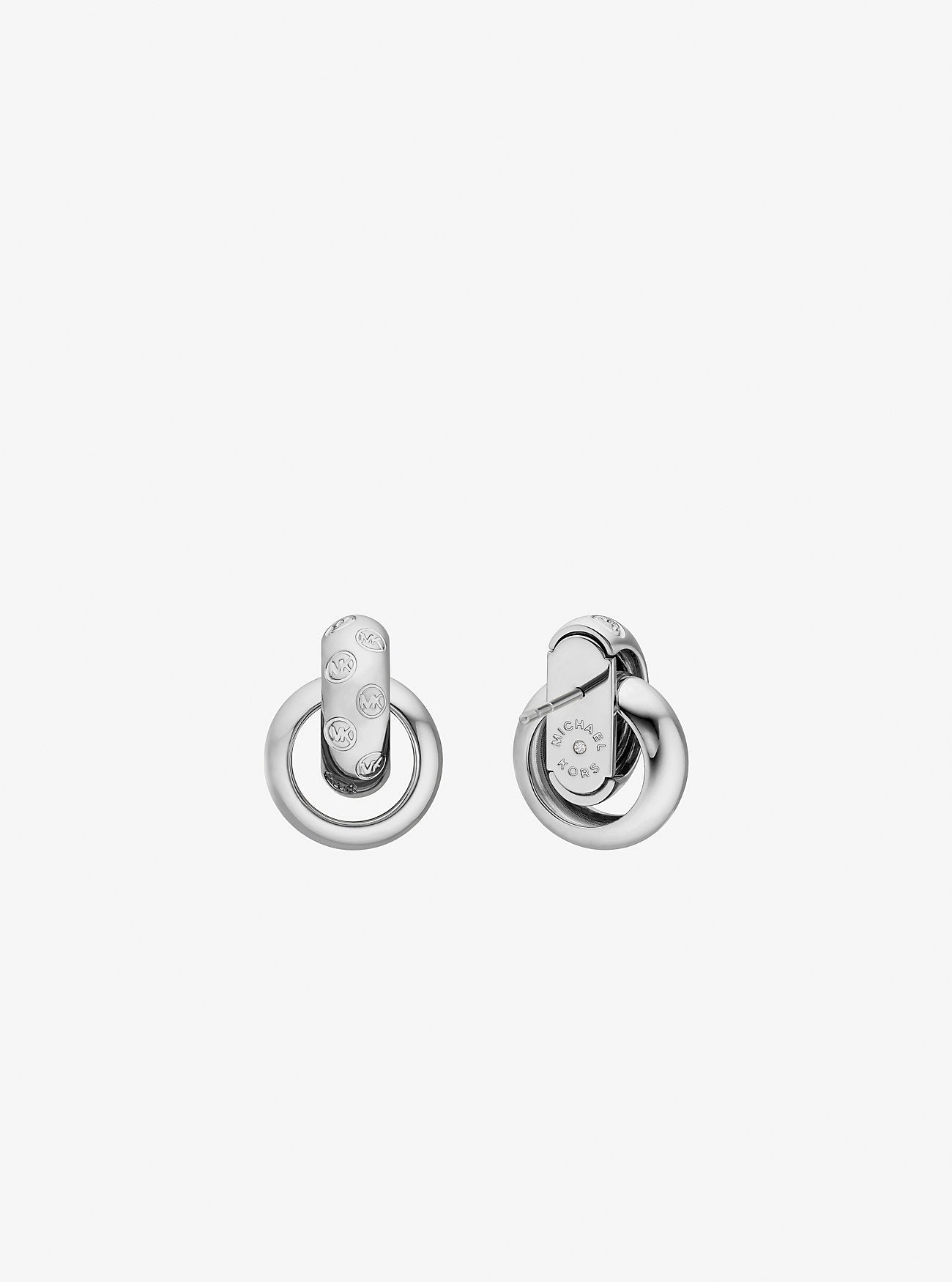 Logo Engraved Chunky Stud Earrings SILVER