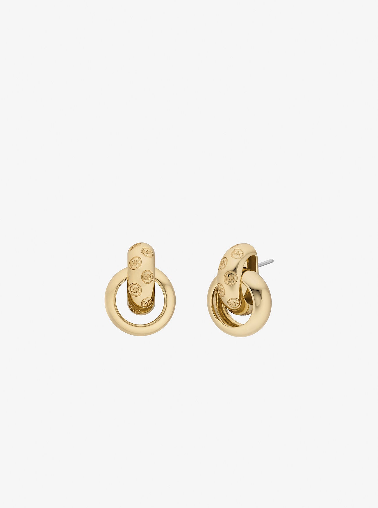 Logo Engraved Chunky Stud Earrings GOLD