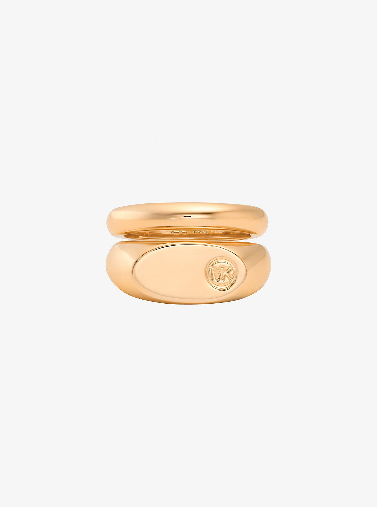 Logo Engraved Double Layered Signet Ring GOLD