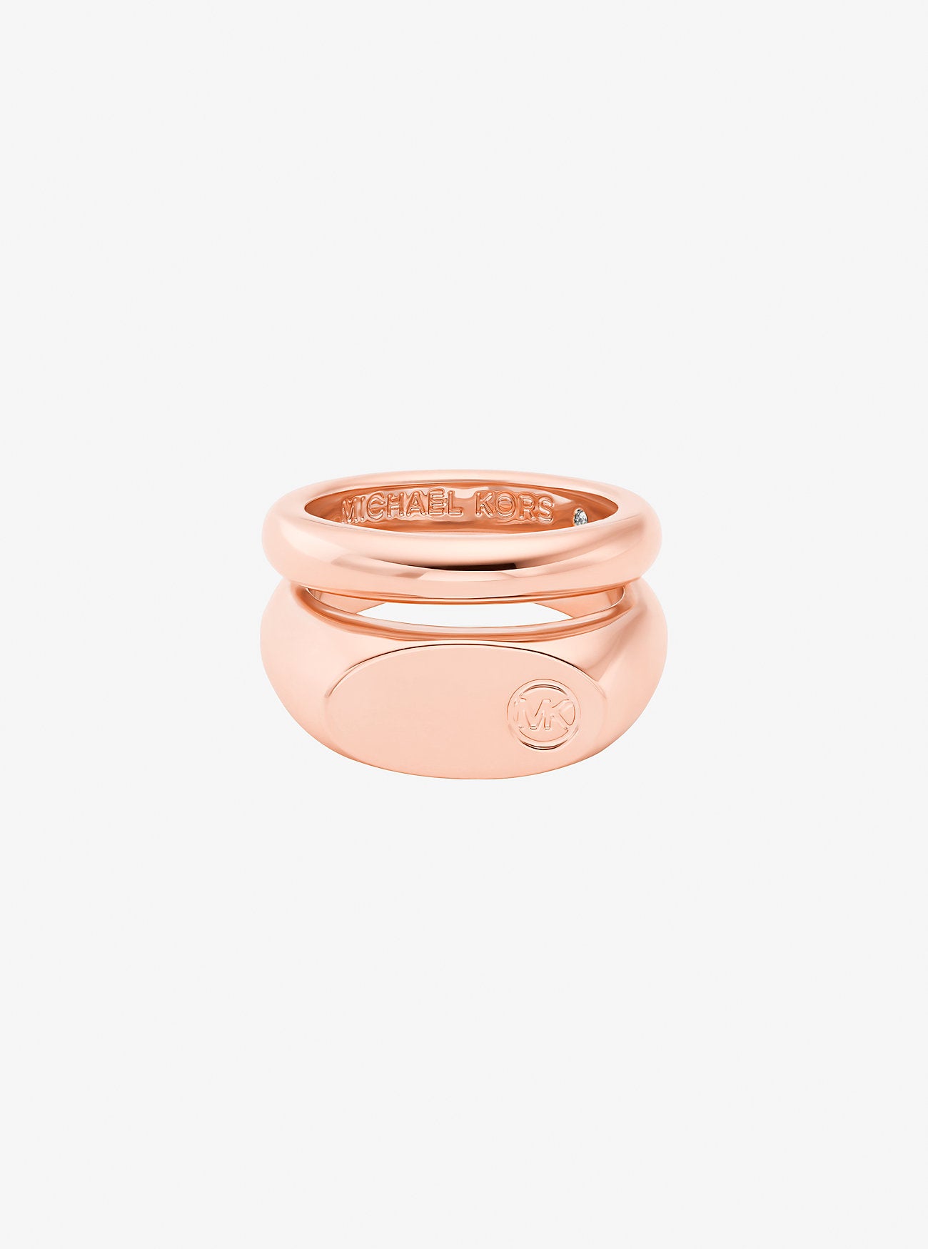 Logo Engraved Double Layered Signet Ring ROSE GOLD