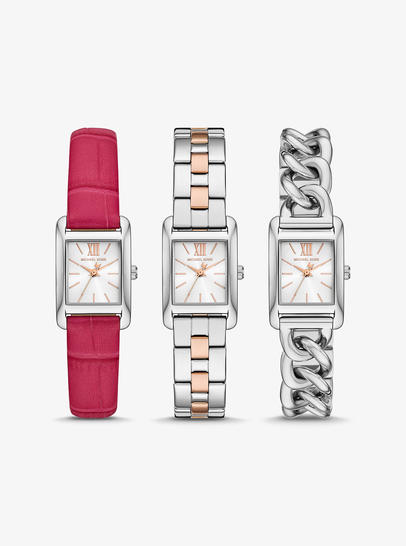 Petite Monroe Two-Tone and Crocodile-Embossed Leather Watch Strap Set DRAGON FRUIT